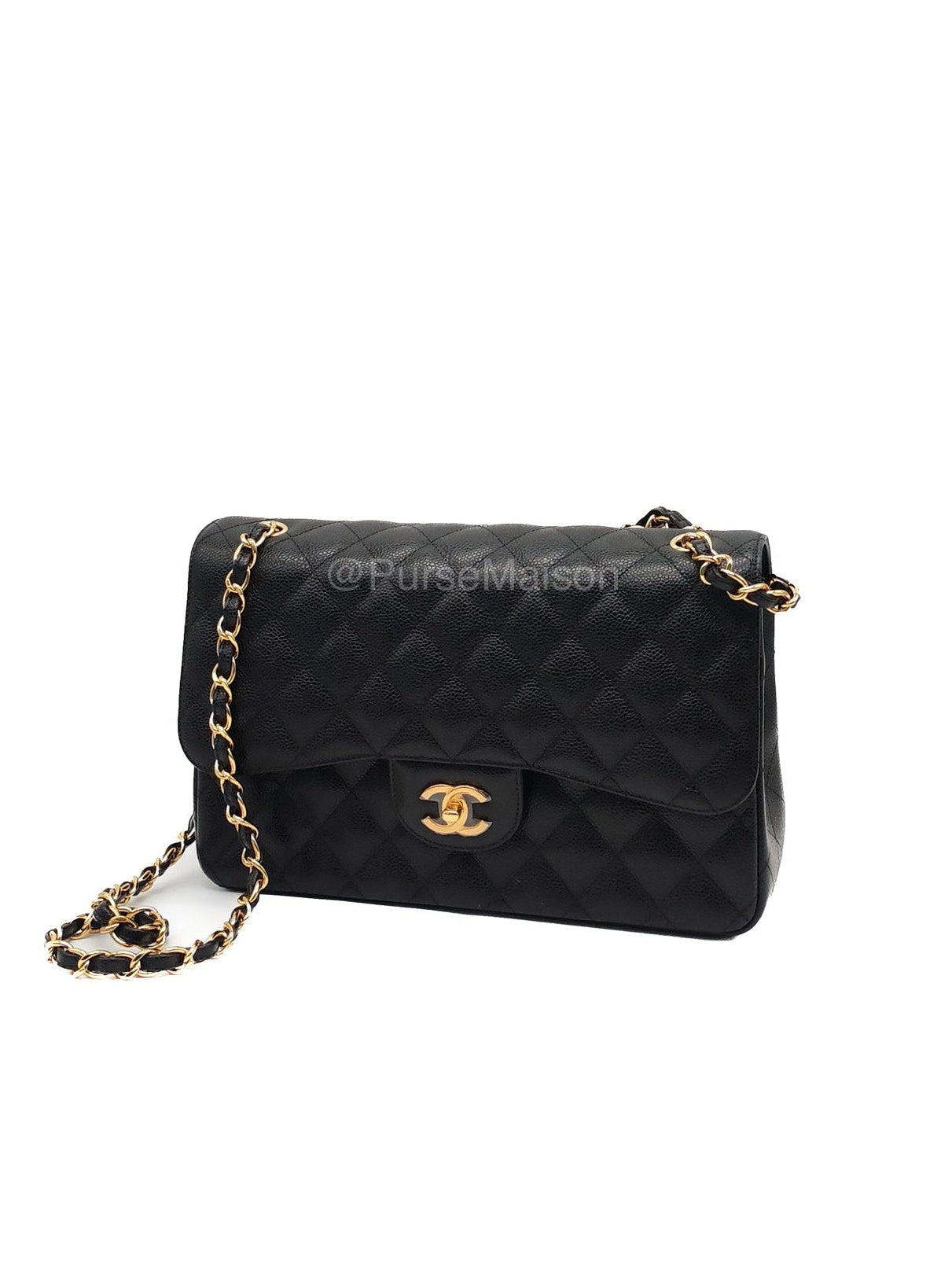 Chanel Classic Double Flap Jumbo in Black Caviar Leather Gold Hardware (Series 27)