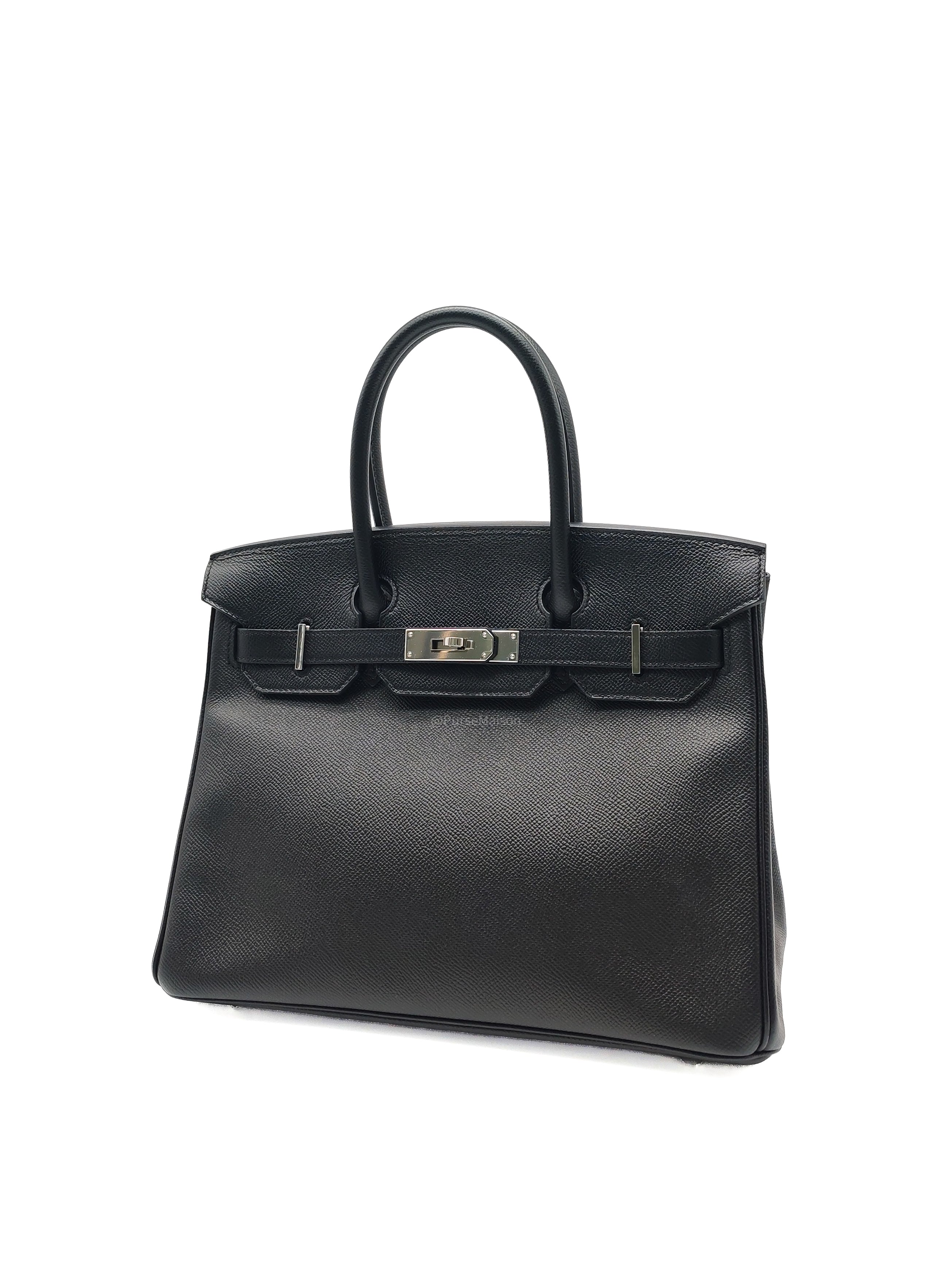 Hermes Birkin 30 in Black Epsom Leather and Palladium Hardware Stamp C (2018)