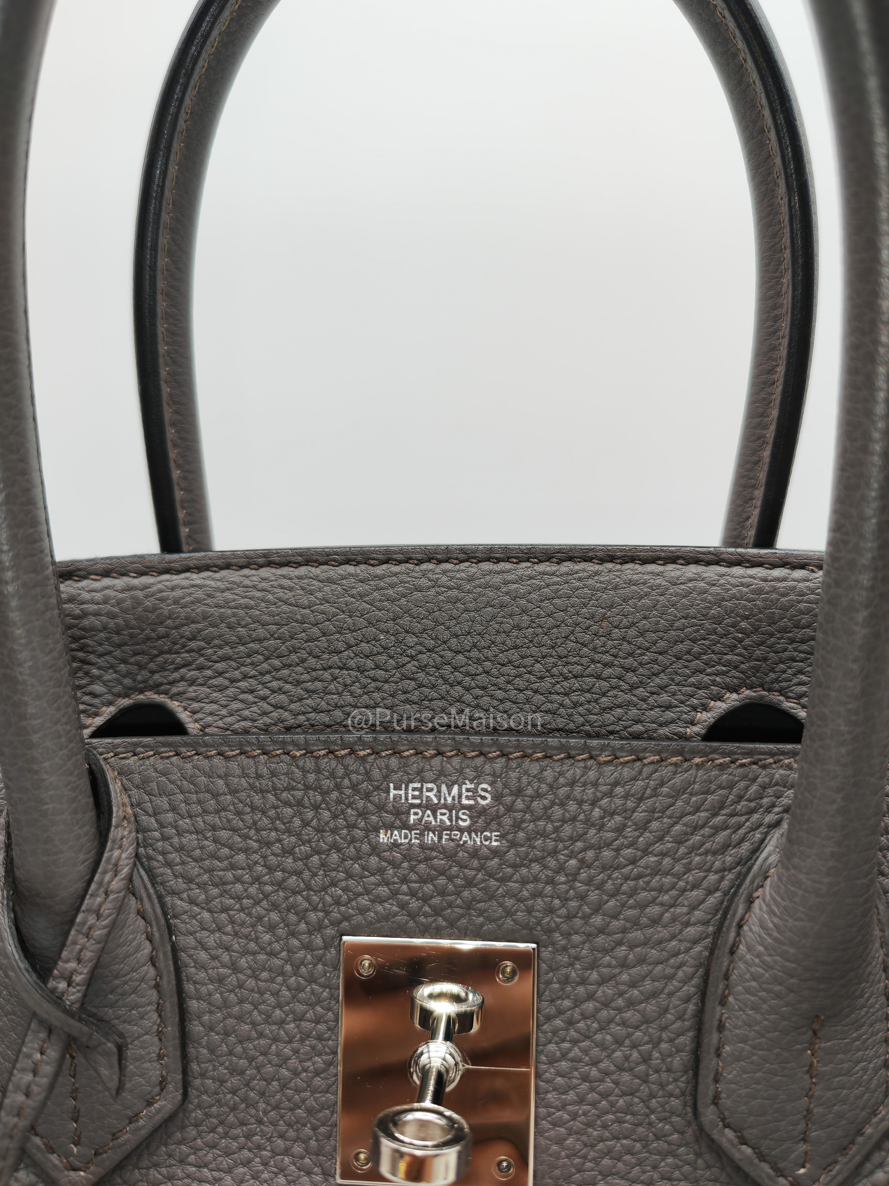 Birkin 30 Retourne Etain Togo Leather and Palladium Hardware Stamp X (2016)
