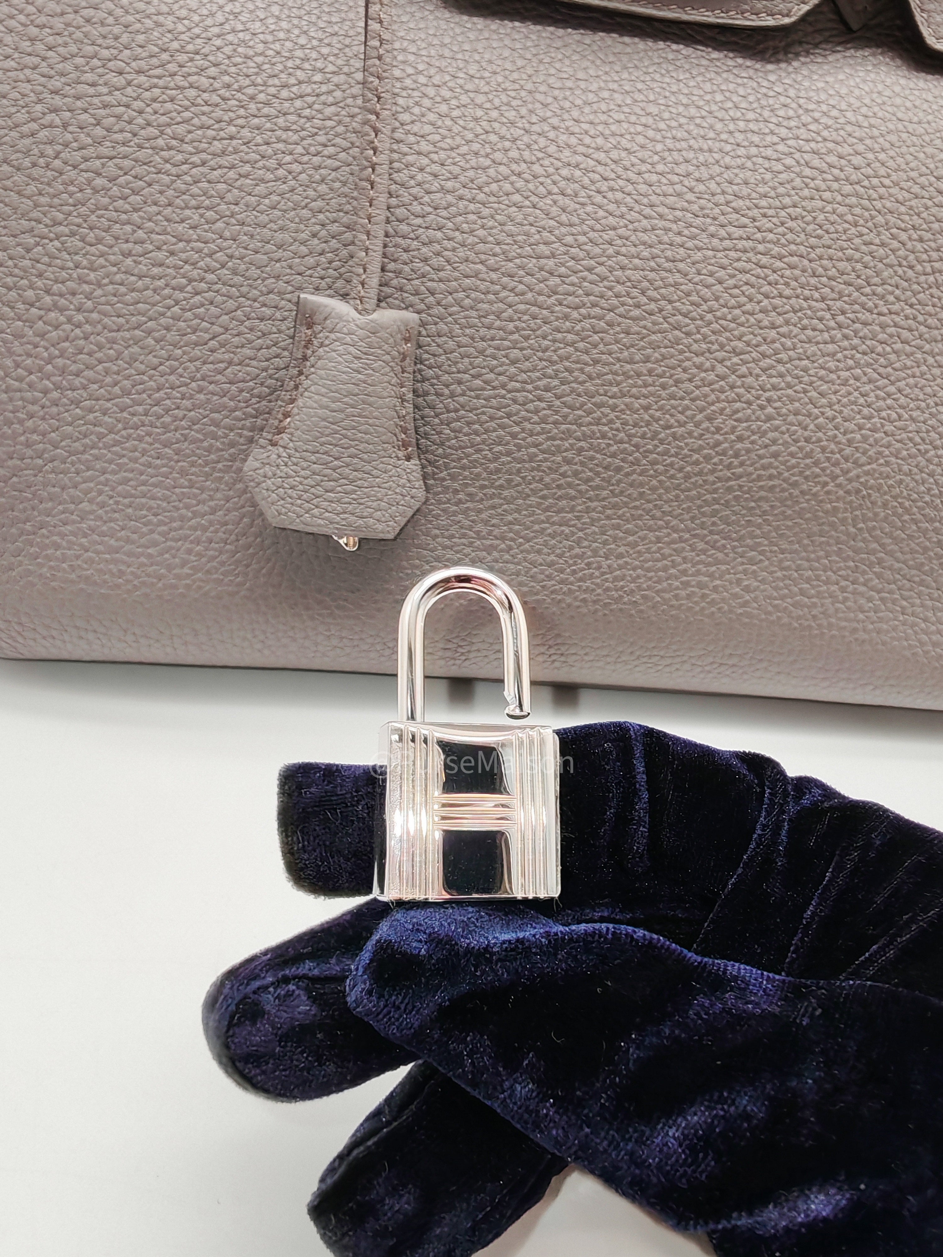 Birkin 30 Retourne Etain Togo Leather and Palladium Hardware Stamp X (2016)