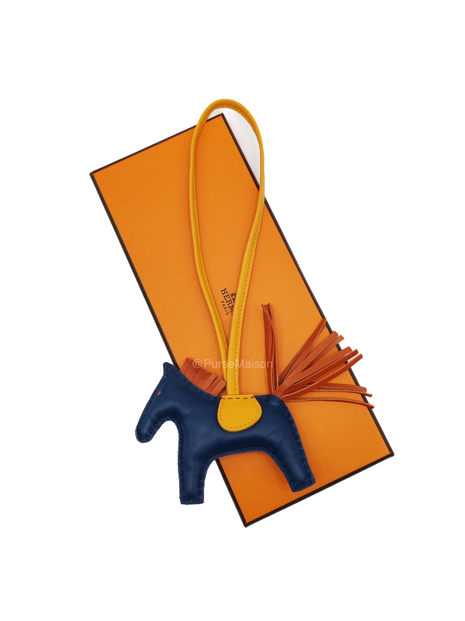 Hermes Rodeo PM Bleu De Malte Cornaline Jaune D'or Bag Charm