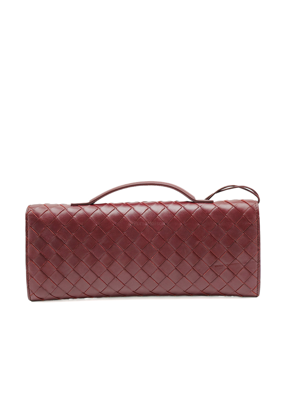 Bottega Veneta Andiamo Clutch in Barolo Woven Intrecciato Lambskin Leather and Gold Hardware