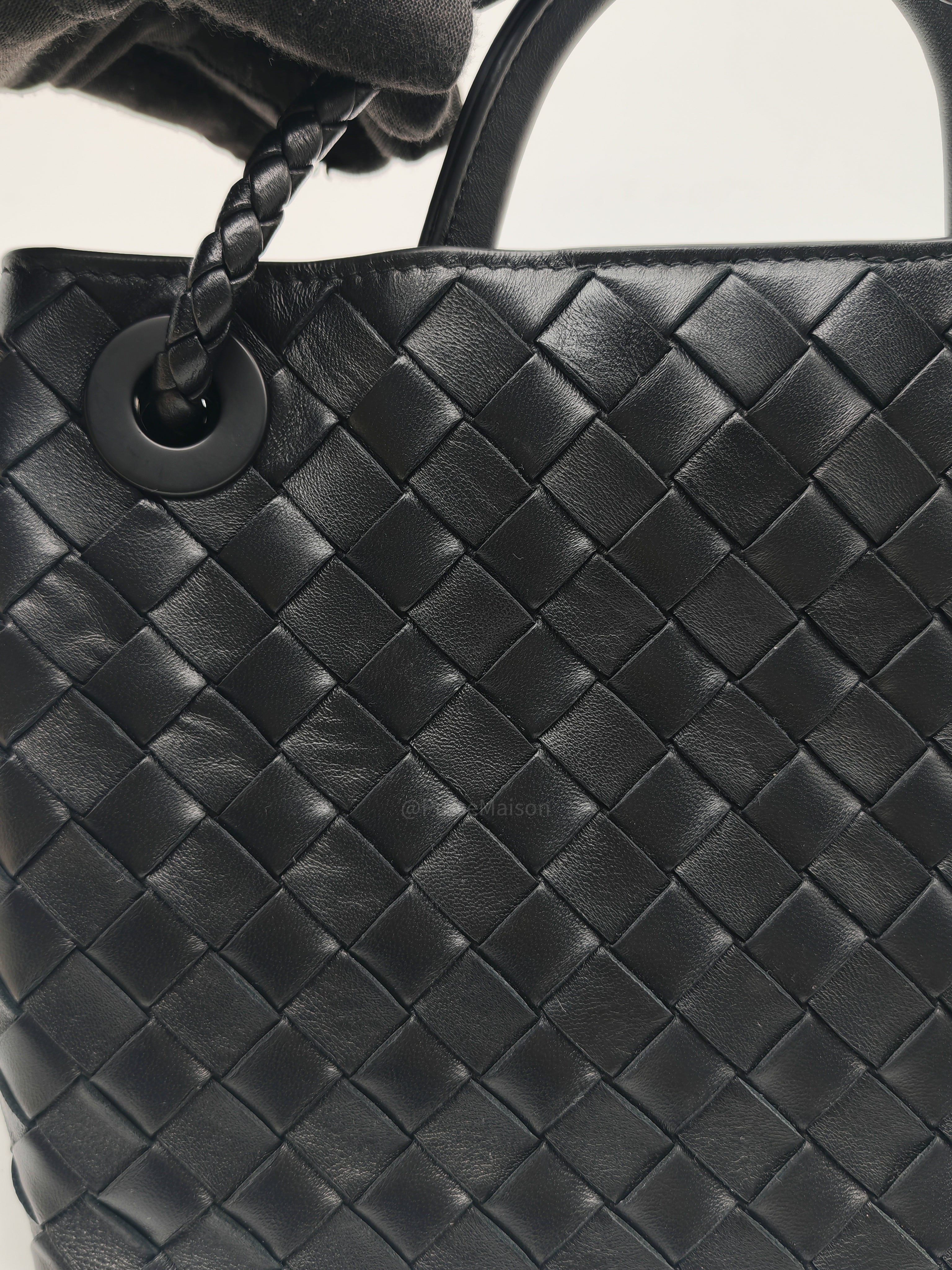 Bottega Veneta Andiamo Small in Black Intrecciato Leather Shoulder Bag
