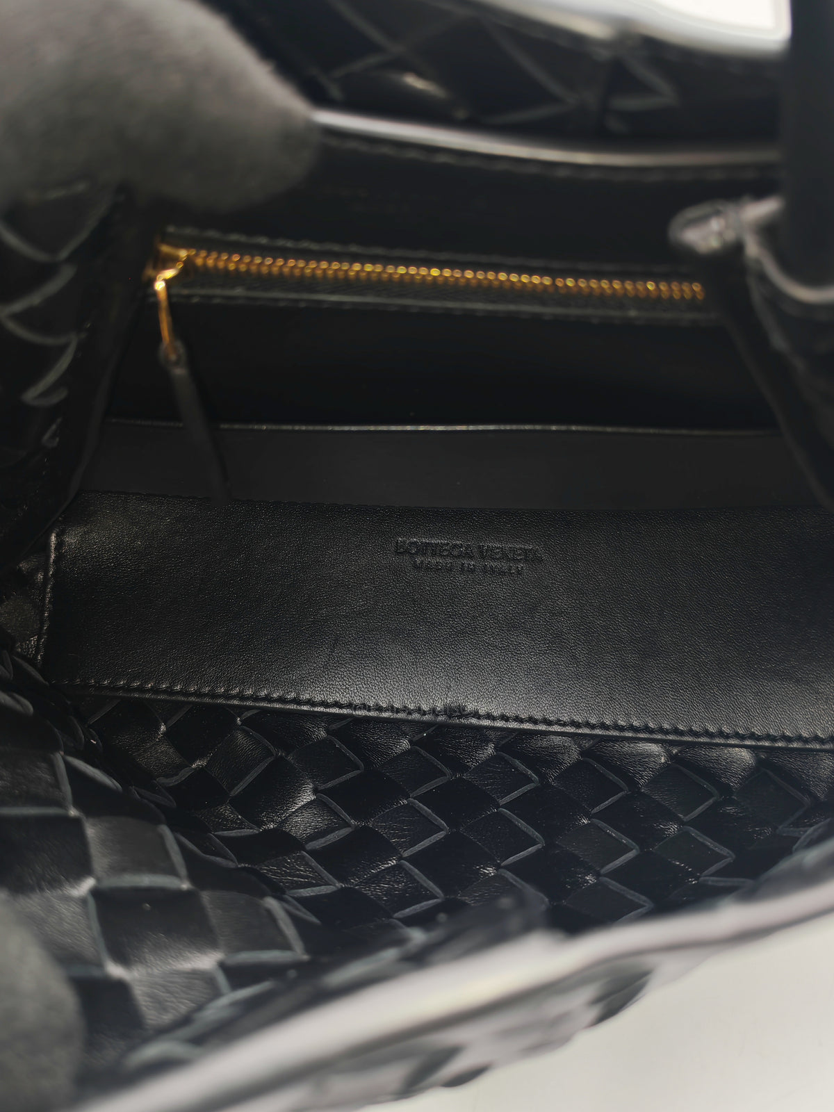 Bottega Veneta Andiamo Small in Black Intrecciato Leather Shoulder Bag