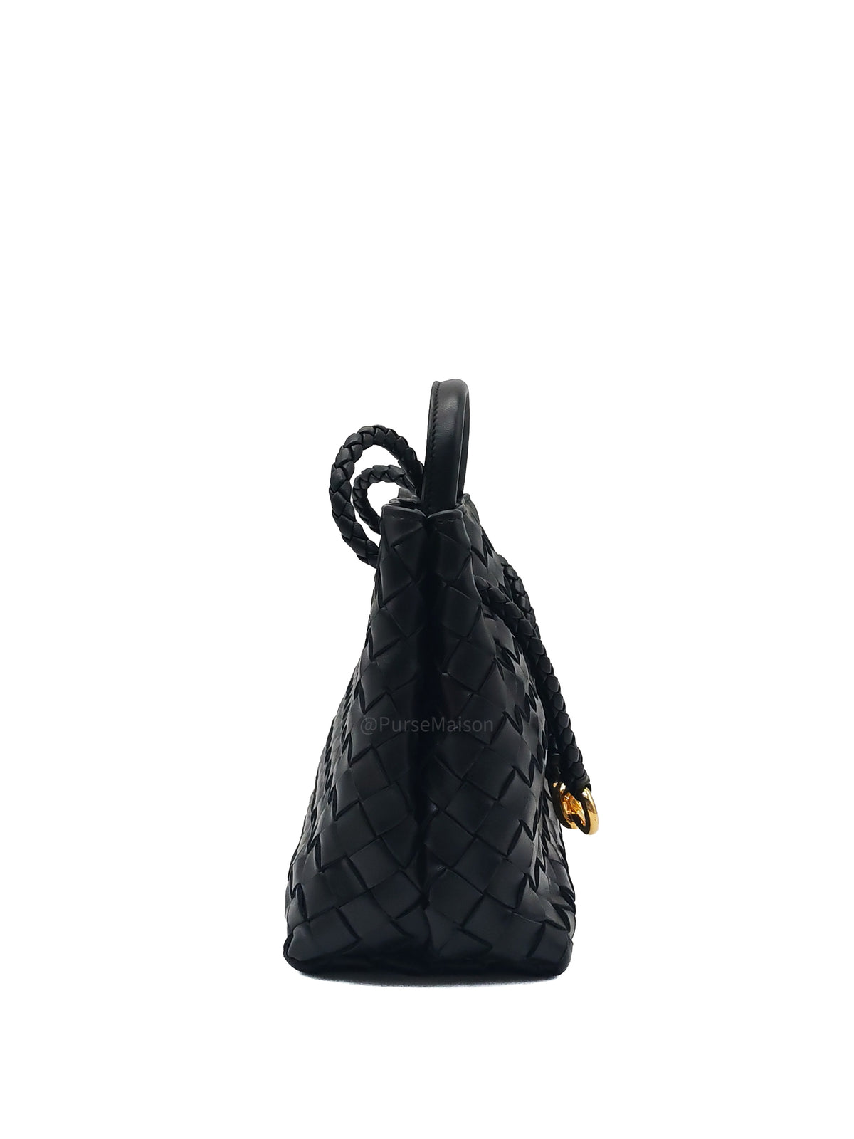 Bottega Veneta Andiamo Small in Black Intrecciato Leather Shoulder Bag