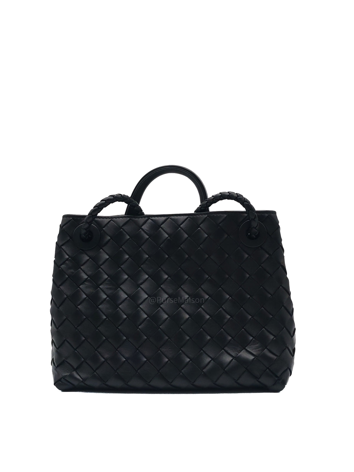 Bottega Veneta Andiamo Small in Black Intrecciato Leather Shoulder Bag