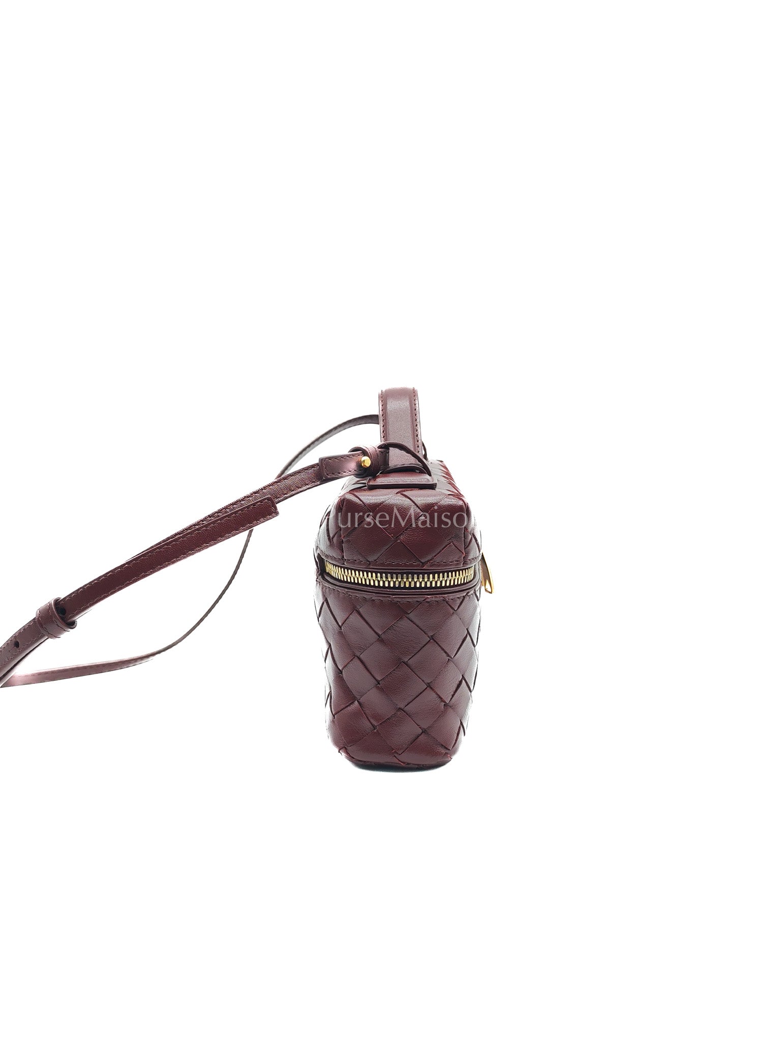 Bottega Veneta Bang Bang Interciato Leather Vanity Case in Burgundy