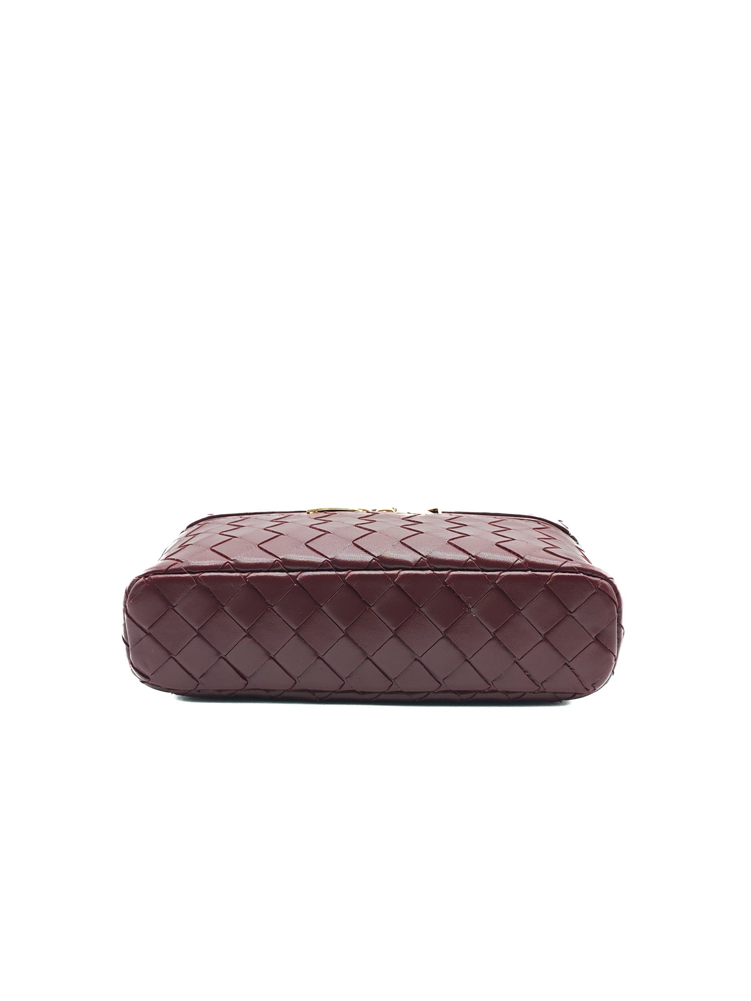 Bottega Veneta Bang Bang Interciato Leather Vanity Case in Burgundy