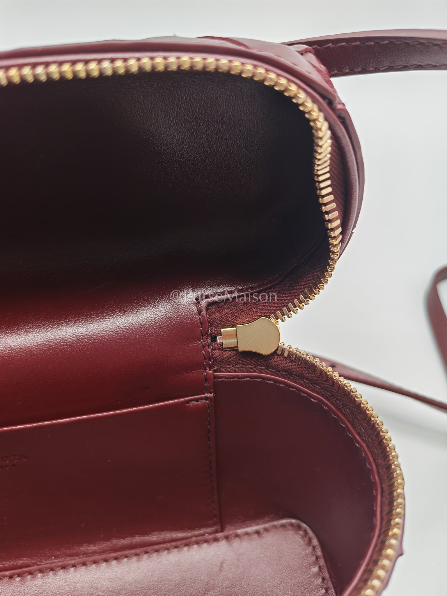 Bottega Veneta Bang Bang Interciato Leather Vanity Case in Burgundy