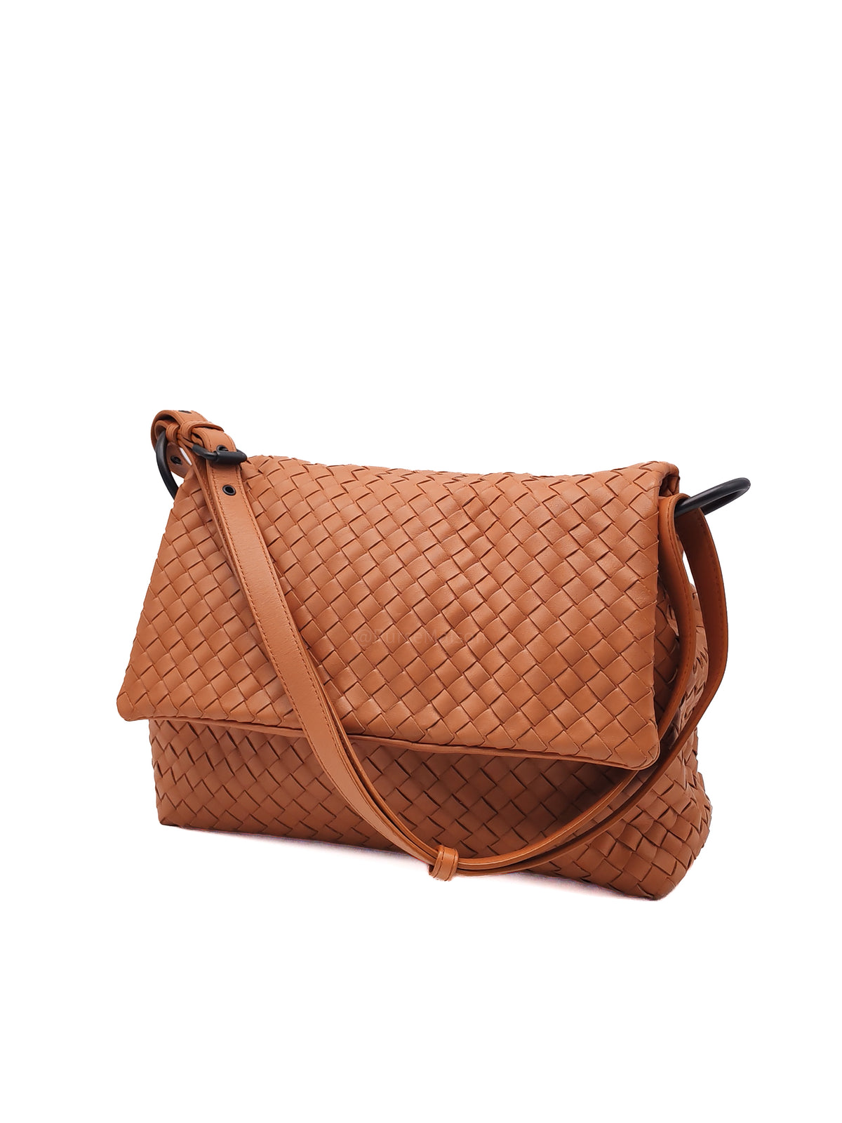 Bottega Veneta Flap Shoulder Bag in Thai Tea Orange Intrecciato Leather