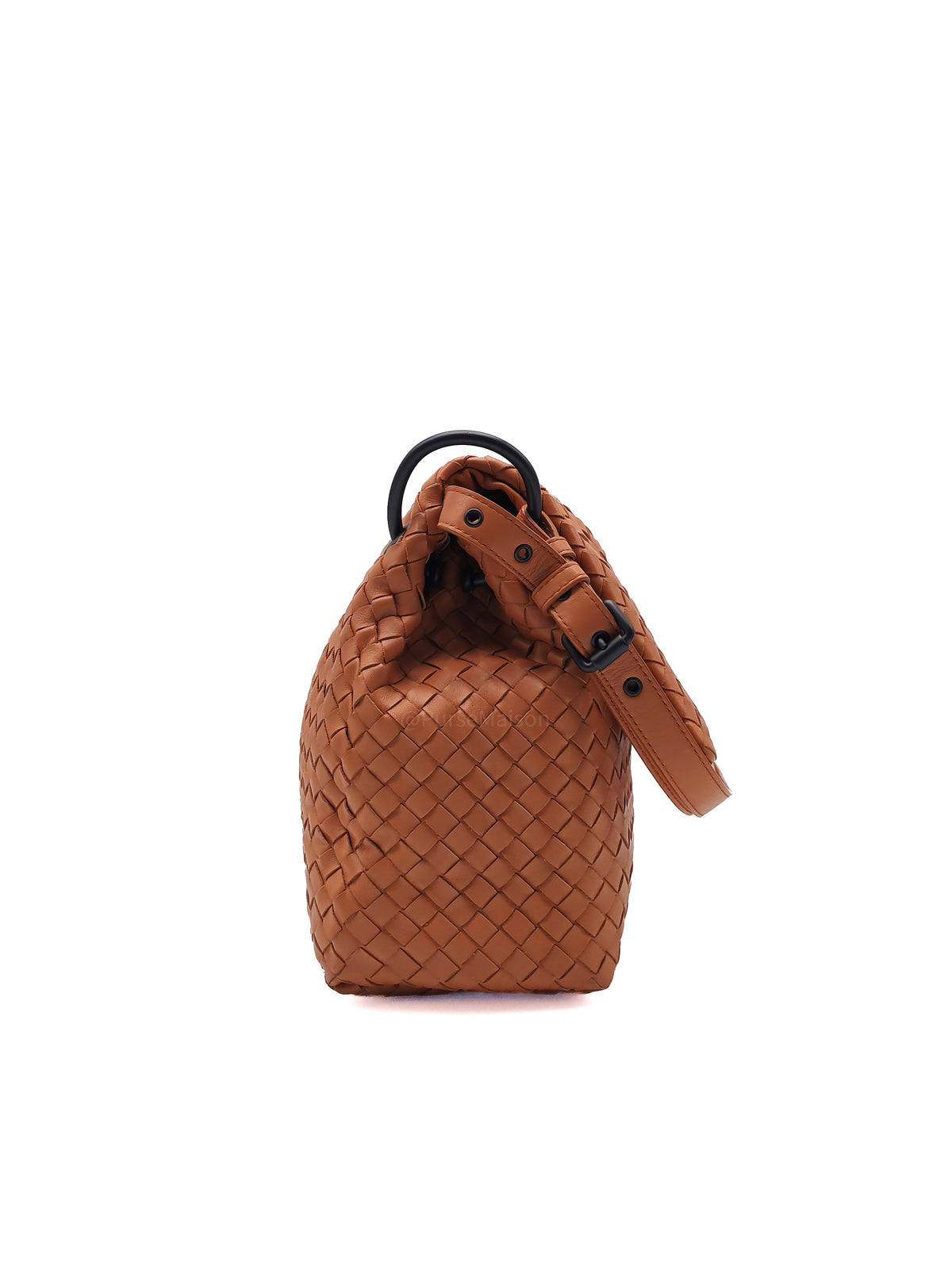 Bottega Veneta Flap Shoulder Bag in Thai Tea Orange Intrecciato Leather