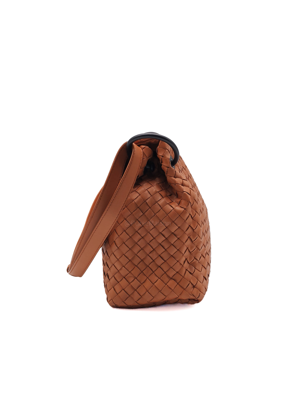 Bottega Veneta Flap Shoulder Bag in Thai Tea Orange Intrecciato Leather