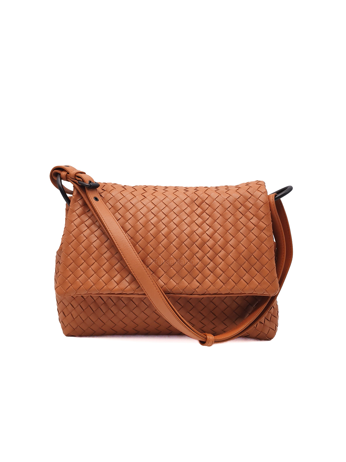 Bottega Veneta Flap Shoulder Bag in Thai Tea Orange Intrecciato Leather