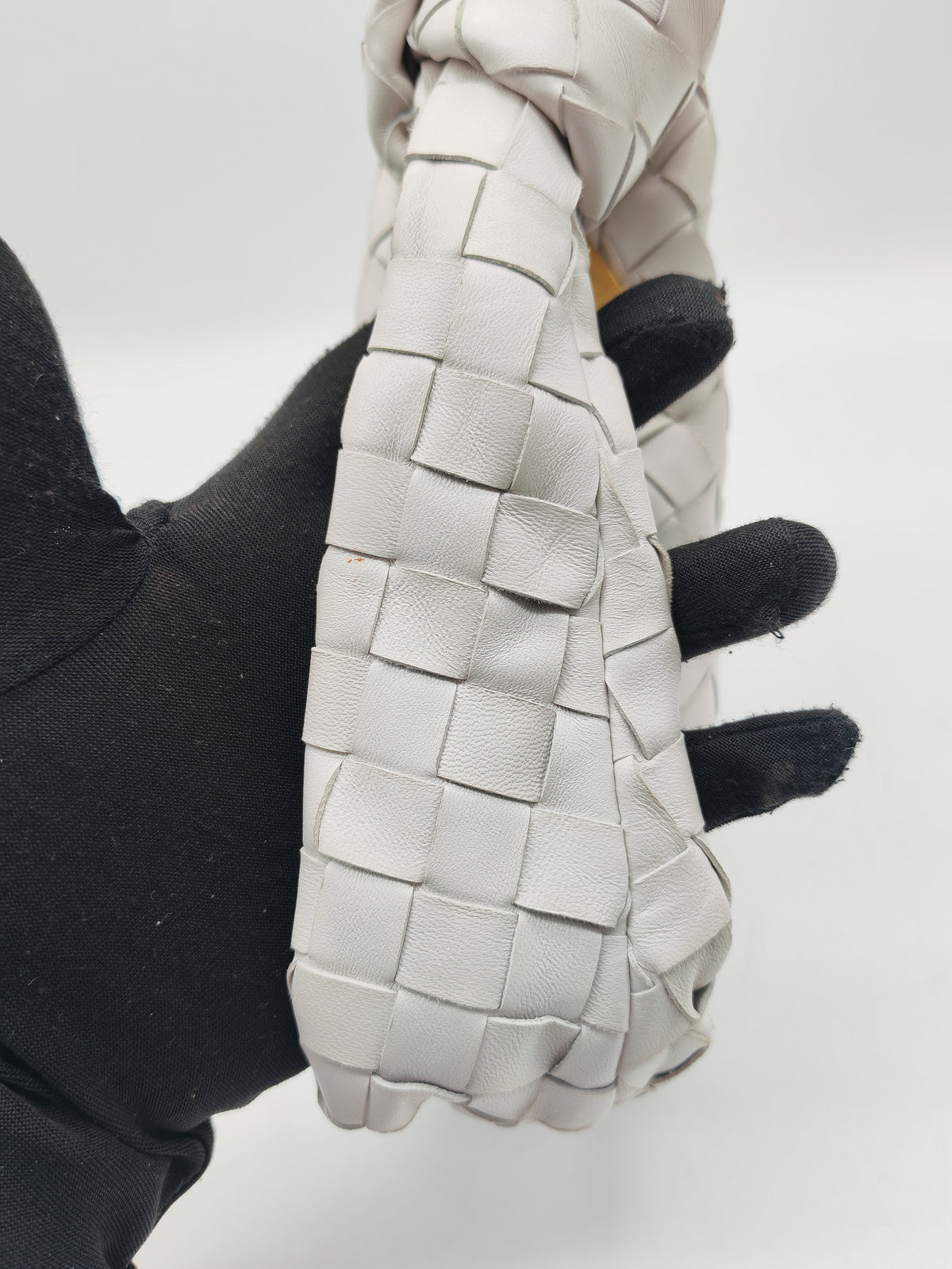 Bottega Veneta Mini Jodie in Off-White Woven Nappa Leather and Gold Hardware