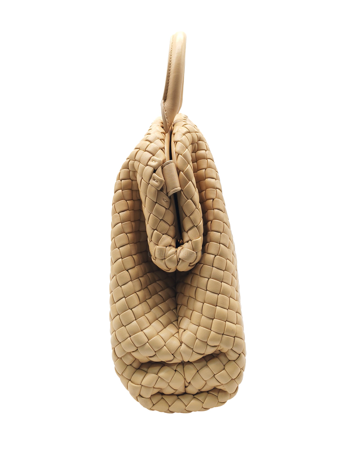 Bottega Veneta Porridge The Top Handle Tote Bag in Padded Nappa Intercciato Leather