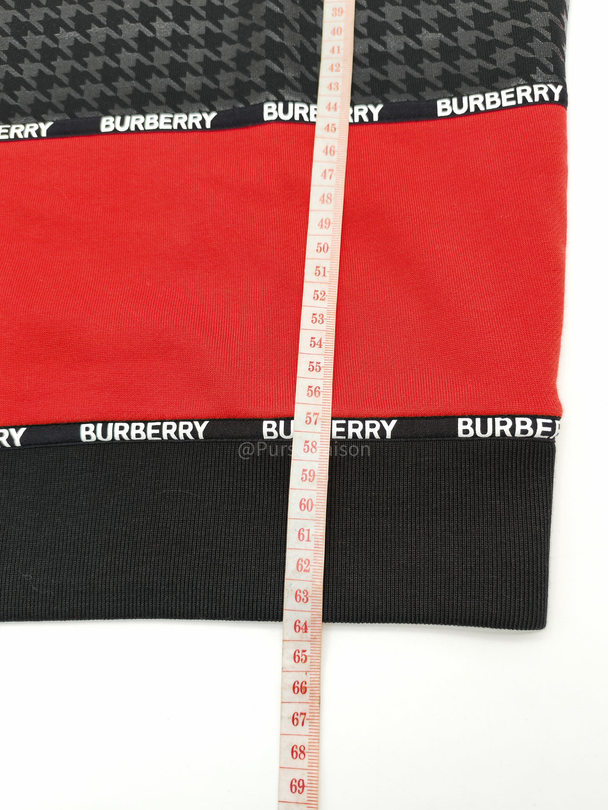 Burberry Houndstooth Logo Sweatshirt in Red and Black Colorway