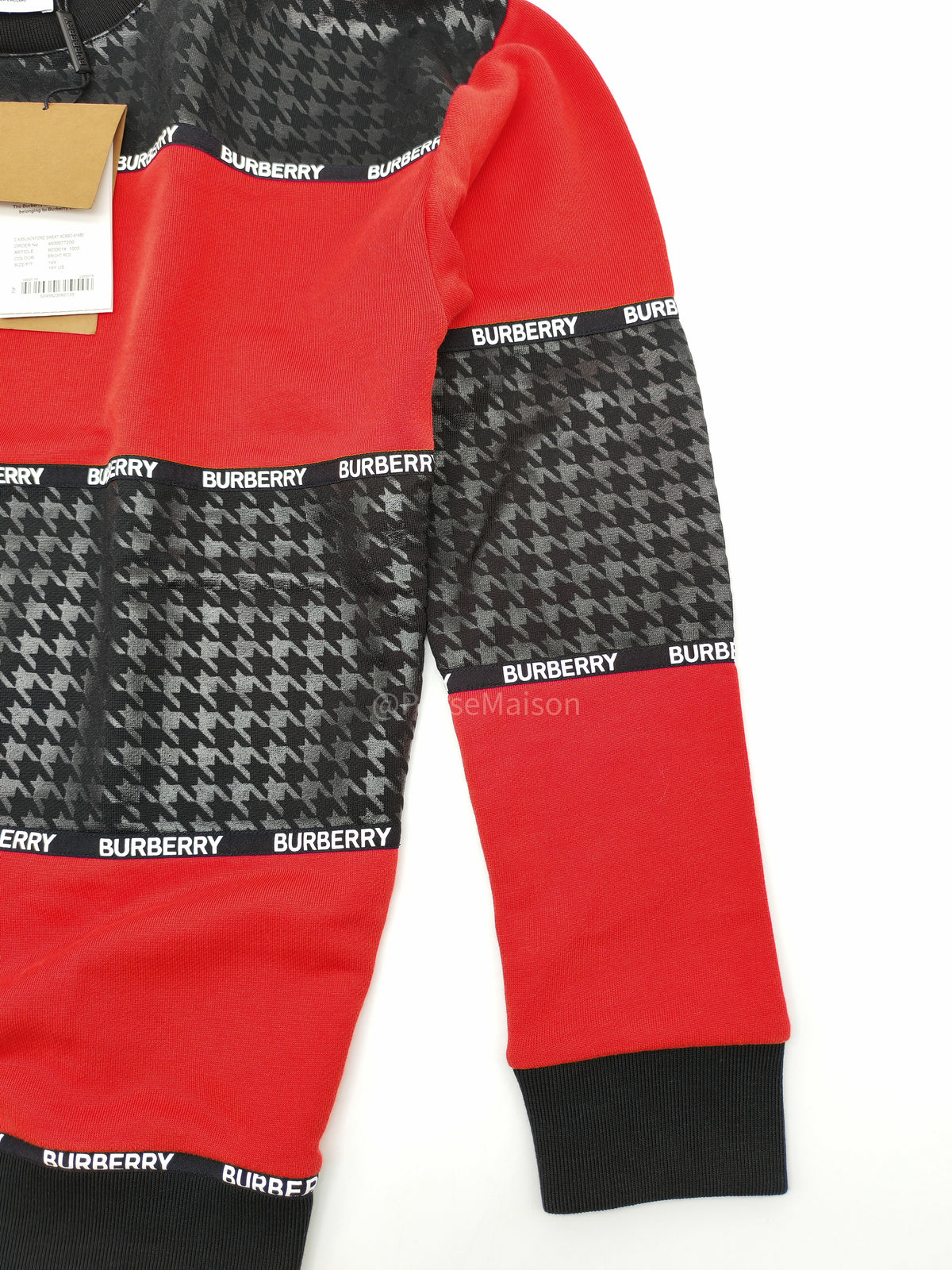 Burberry Houndstooth Logo Sweatshirt in Red and Black Colorway