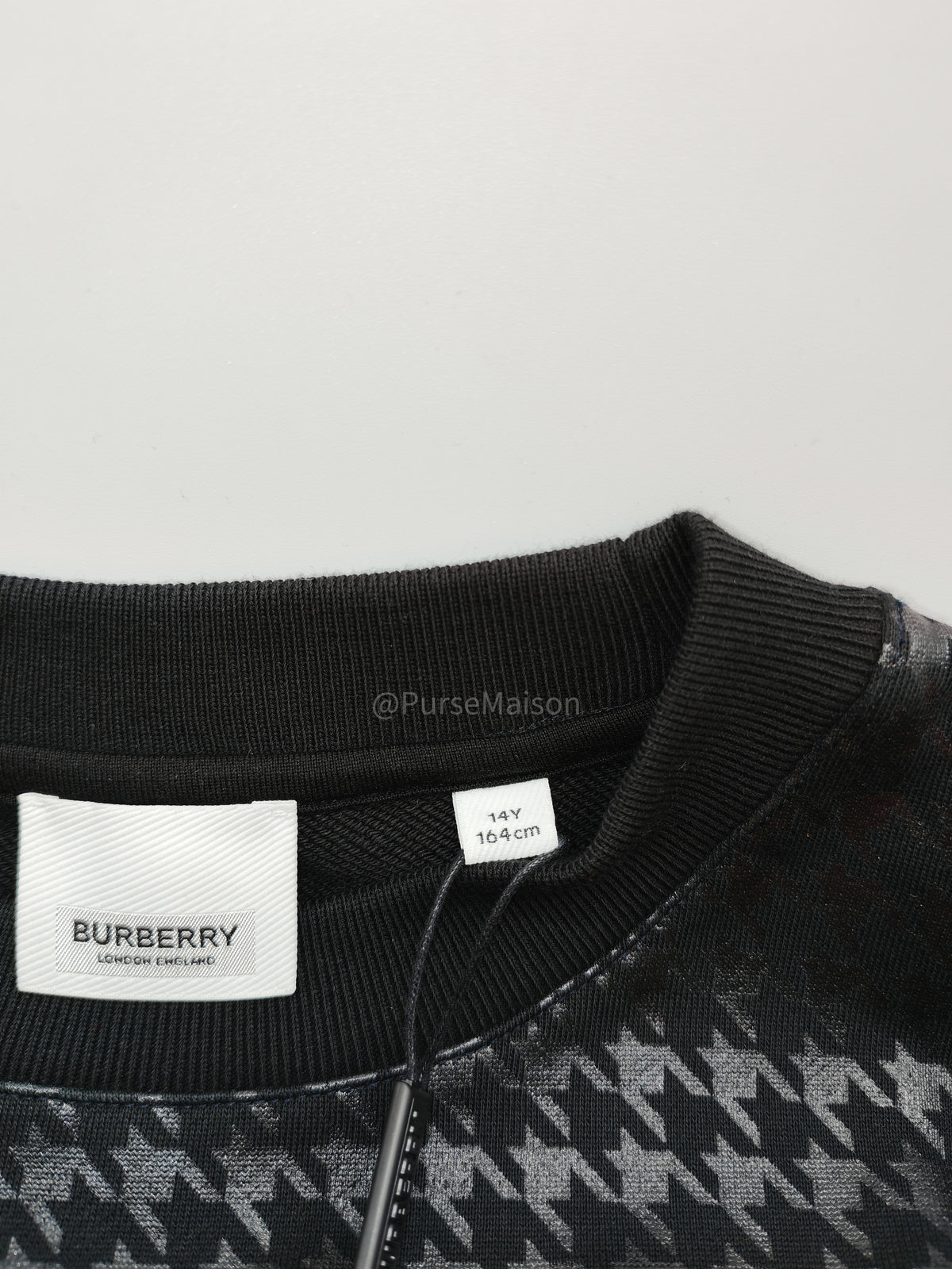 Burberry Houndstooth Logo Sweatshirt in Red and Black Colorway