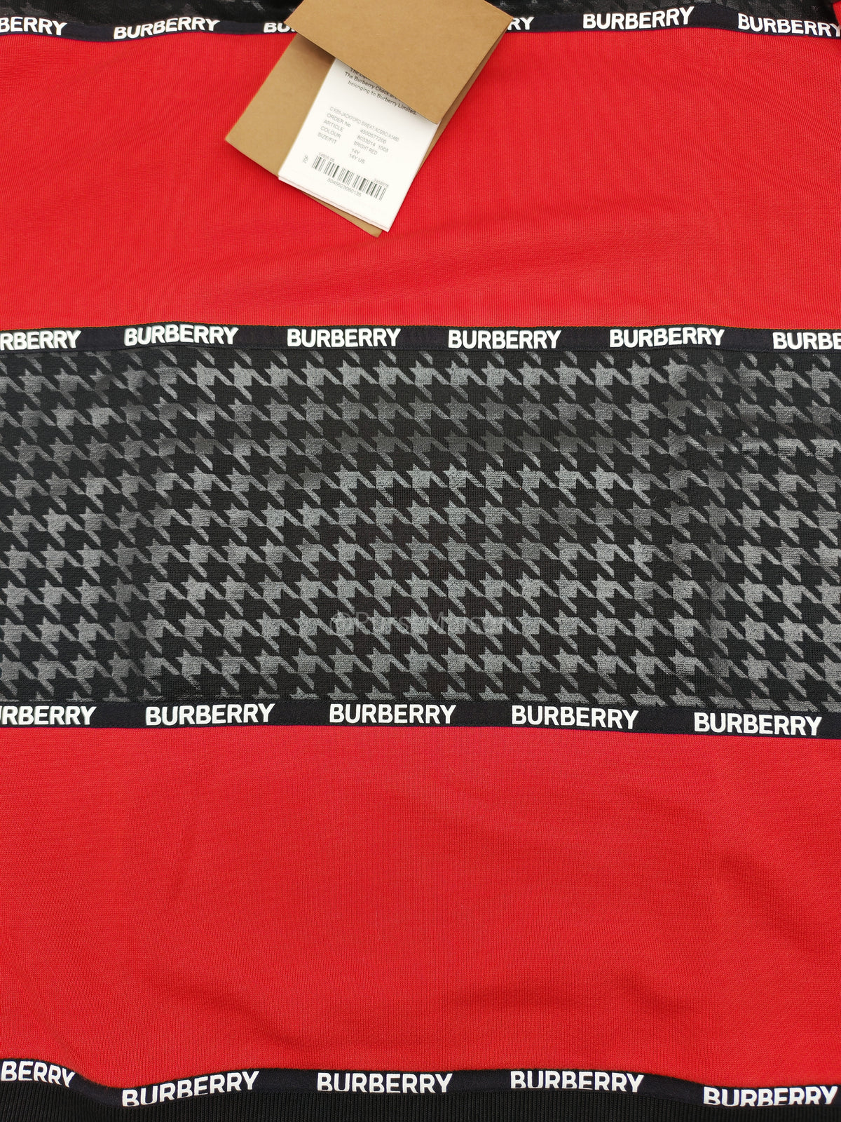 Burberry Houndstooth Logo Sweatshirt in Red and Black Colorway