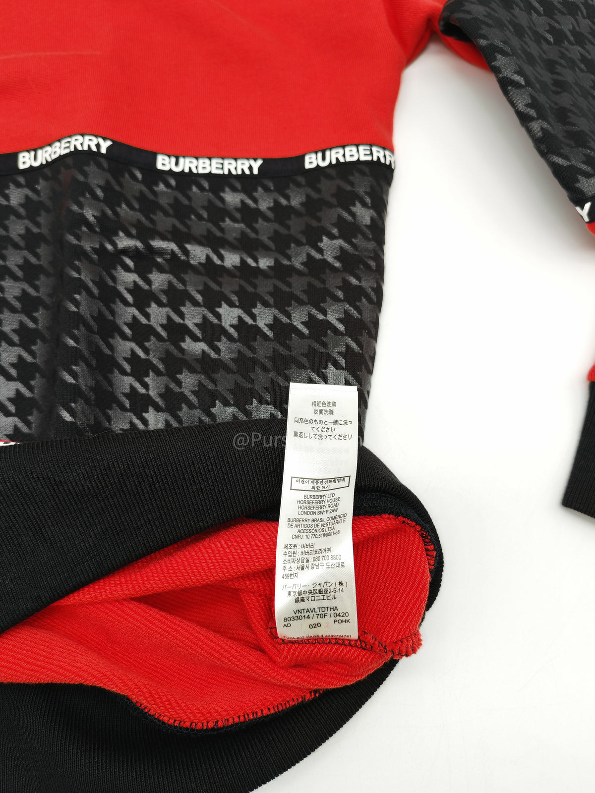 Burberry Houndstooth Logo Sweatshirt in Red and Black Colorway