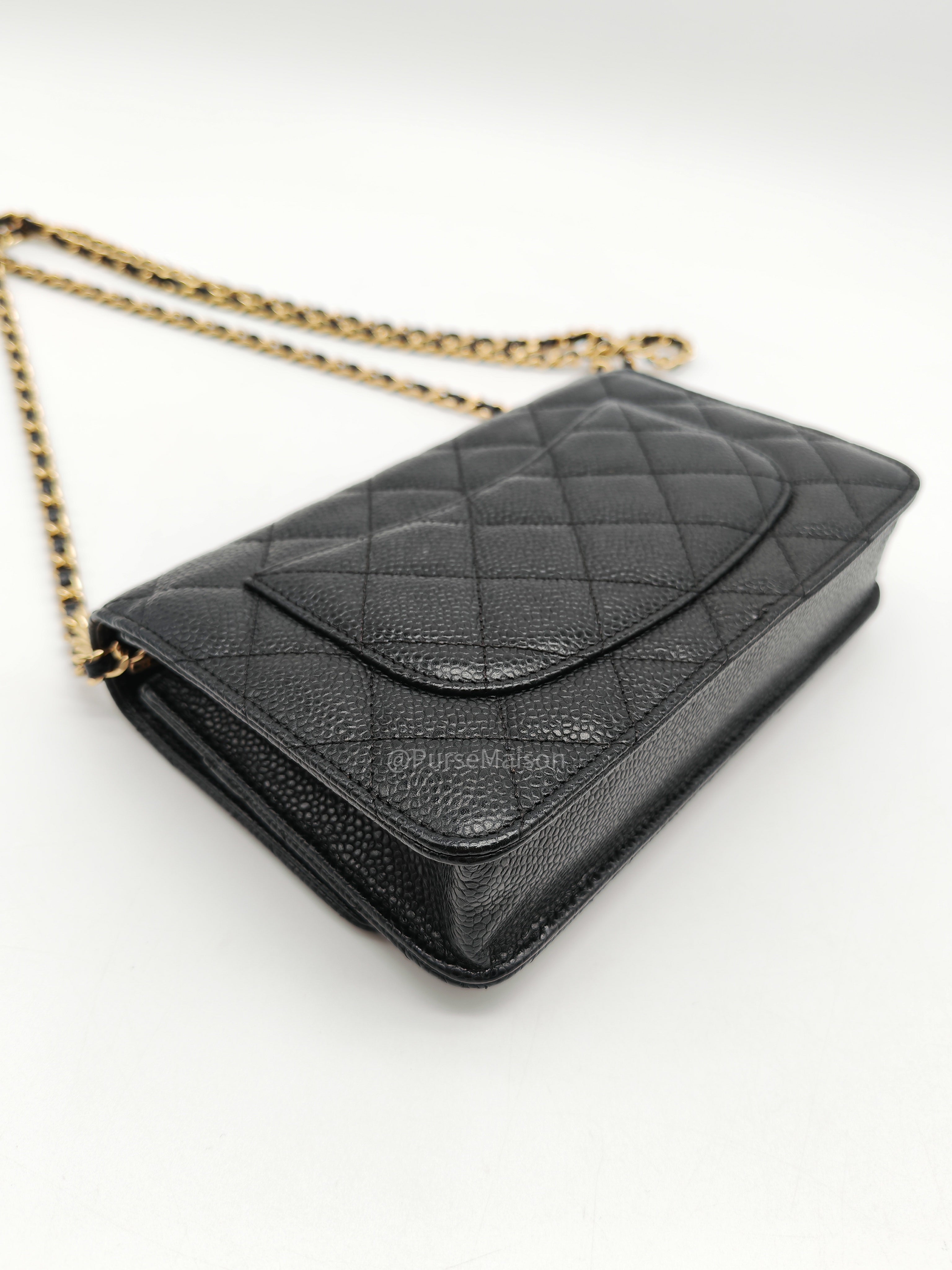 Chanel Classic Wallet on Chain in Black Quilted Caviar Leather and Gold Hardware Series 28
