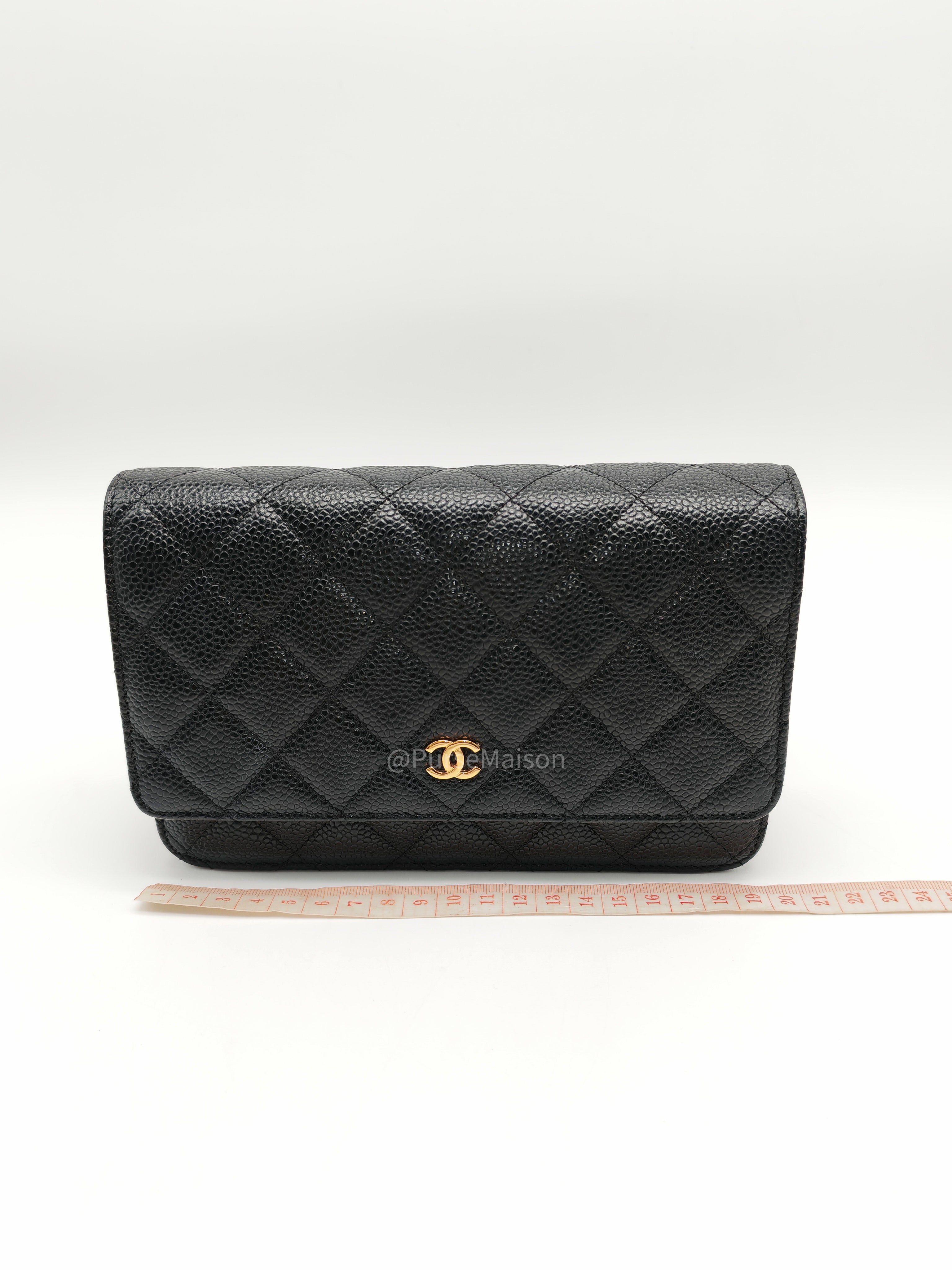 Chanel Classic Wallet on Chain in Black Quilted Caviar Leather and Gold Hardware Series 28