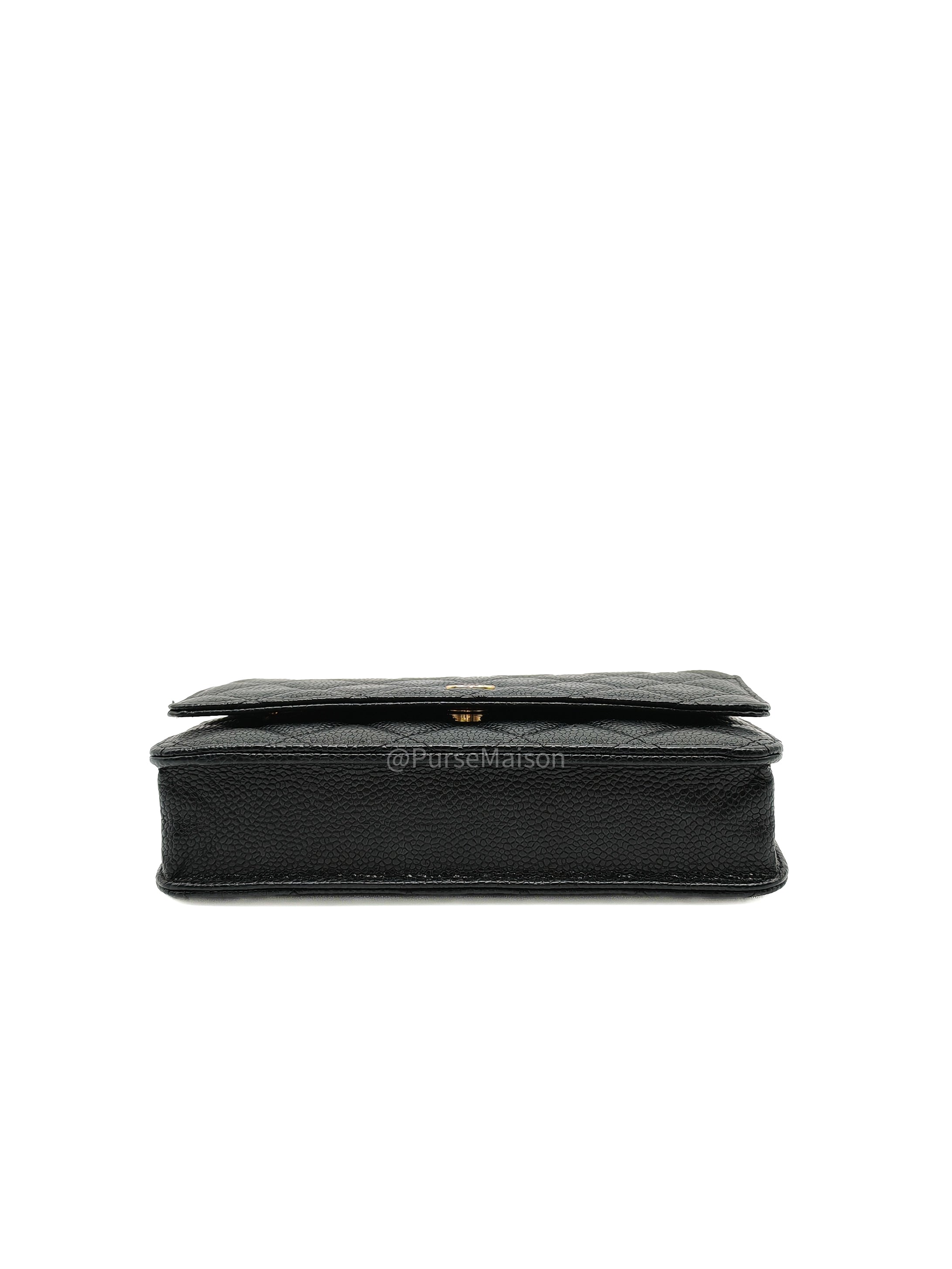 Chanel Classic Wallet on Chain in Black Quilted Caviar Leather and Gold Hardware Series 28