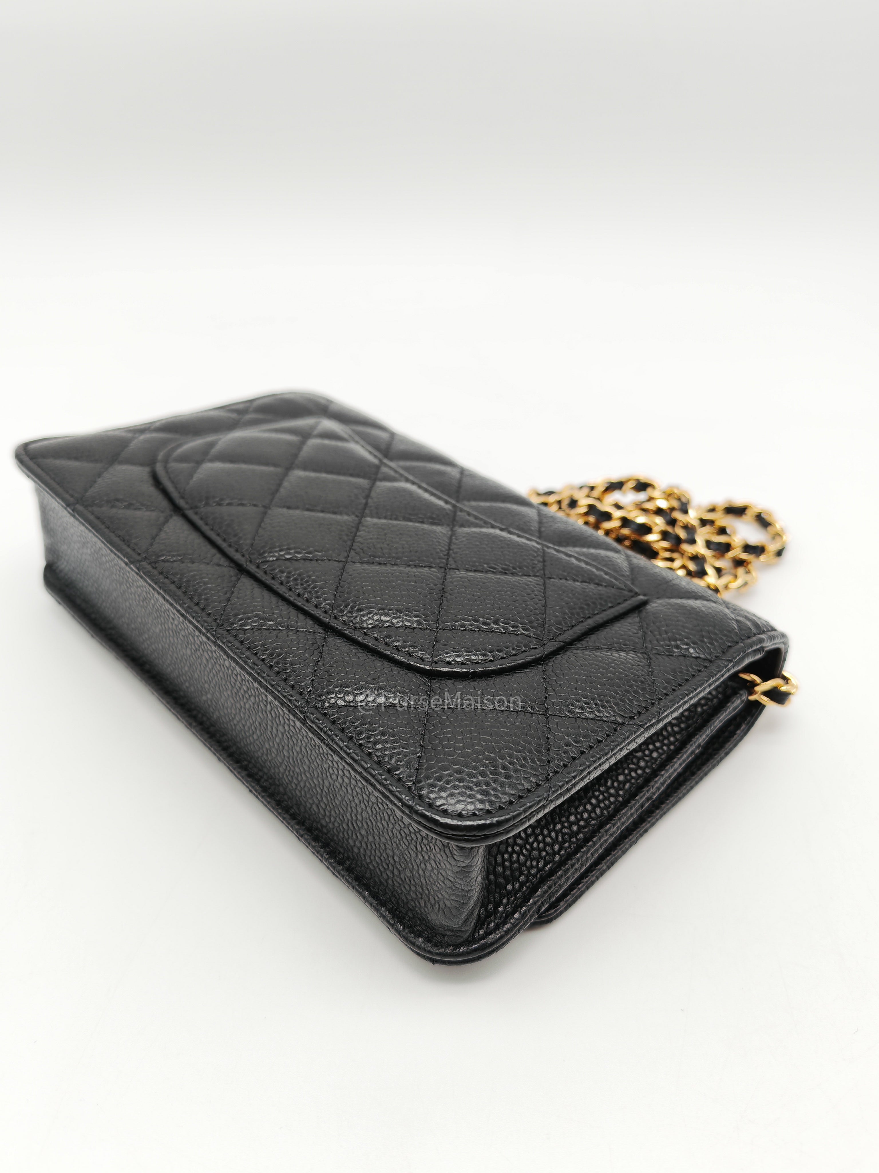 Chanel Classic Wallet on Chain in Black Quilted Caviar Leather and Gold Hardware Series 29