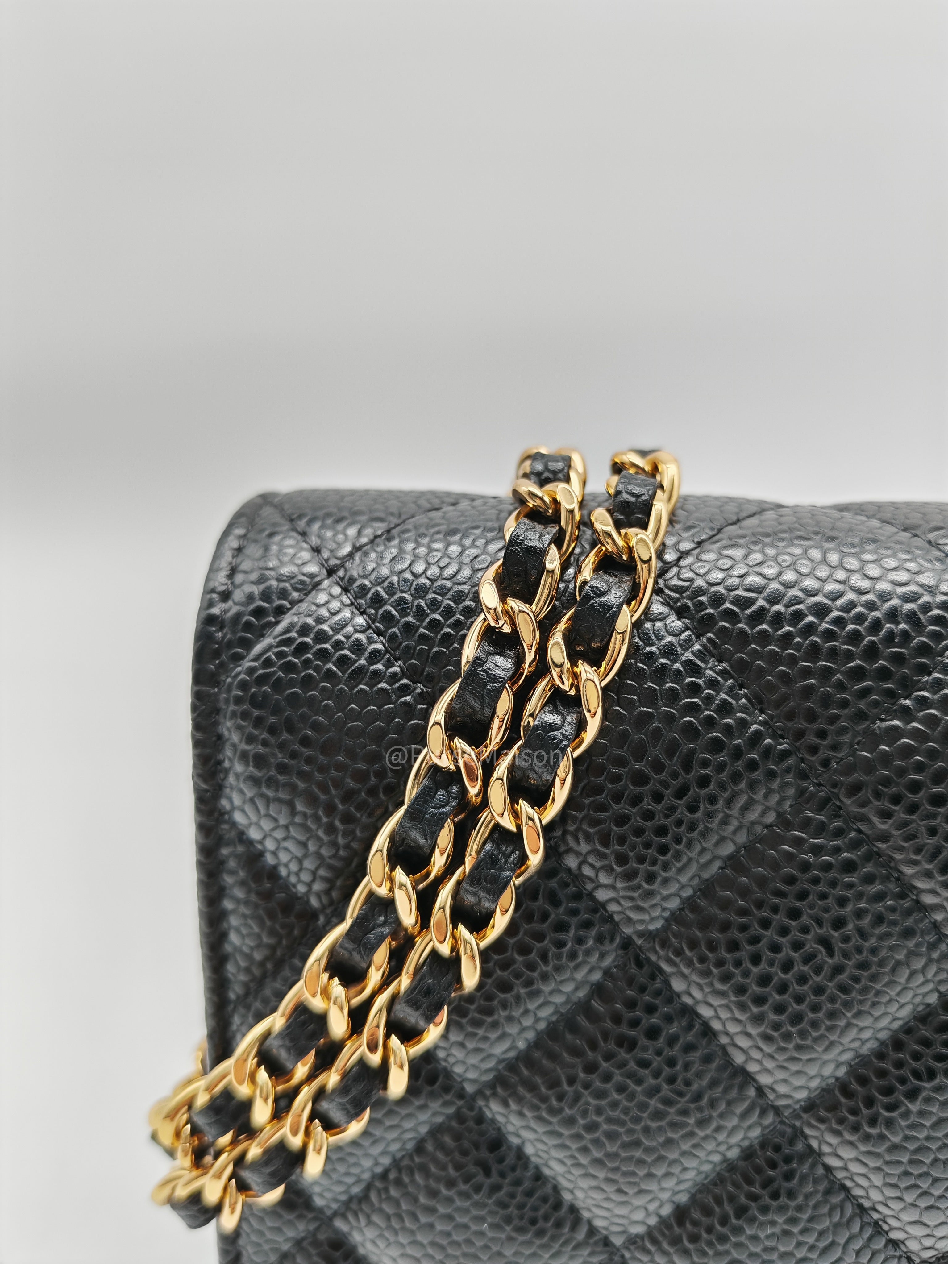 Chanel Classic Wallet on Chain in Black Quilted Caviar Leather and Gold Hardware Series 29