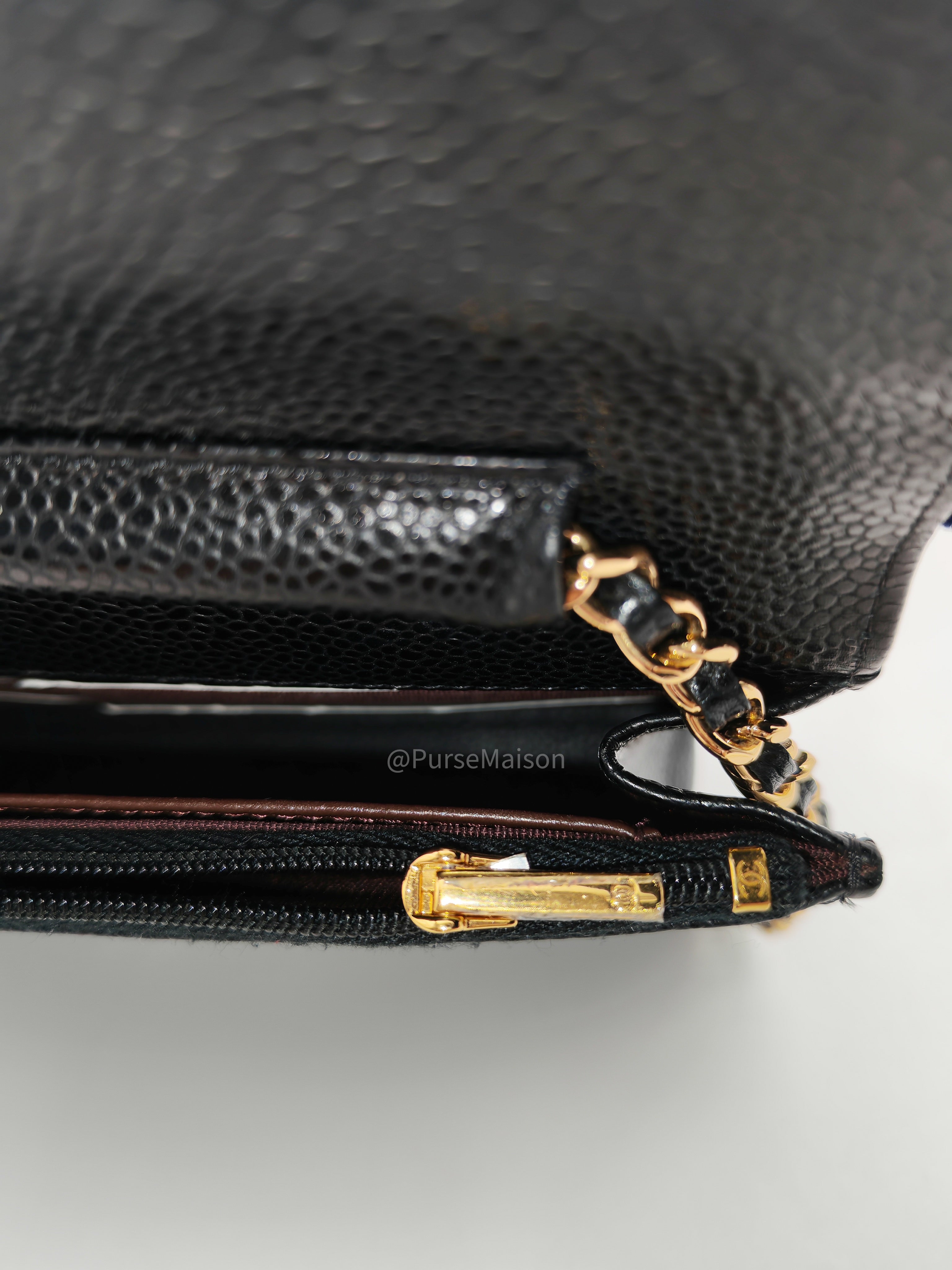 Chanel Classic Wallet on Chain in Black Quilted Caviar Leather and Gold Hardware Series 29