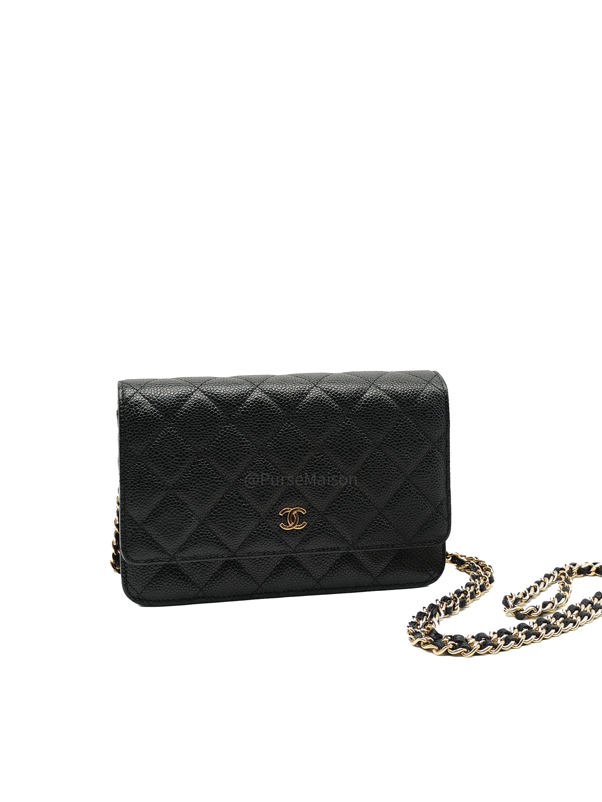 Chanel Classic Wallet on Chain in Black Quilted Caviar Leather and Gold Hardware Series 28