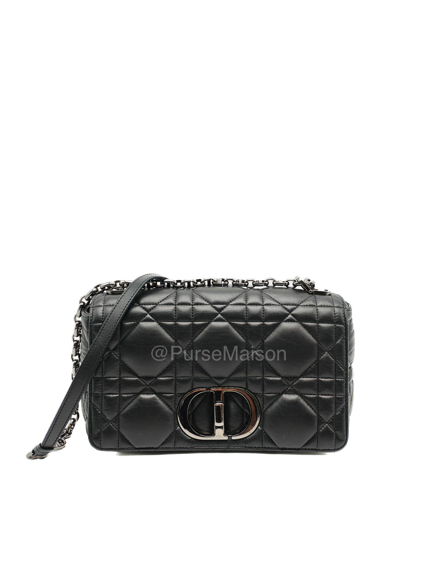 Dior Caro Medium in Black Lambskin Leather Chain Shoulder Bag