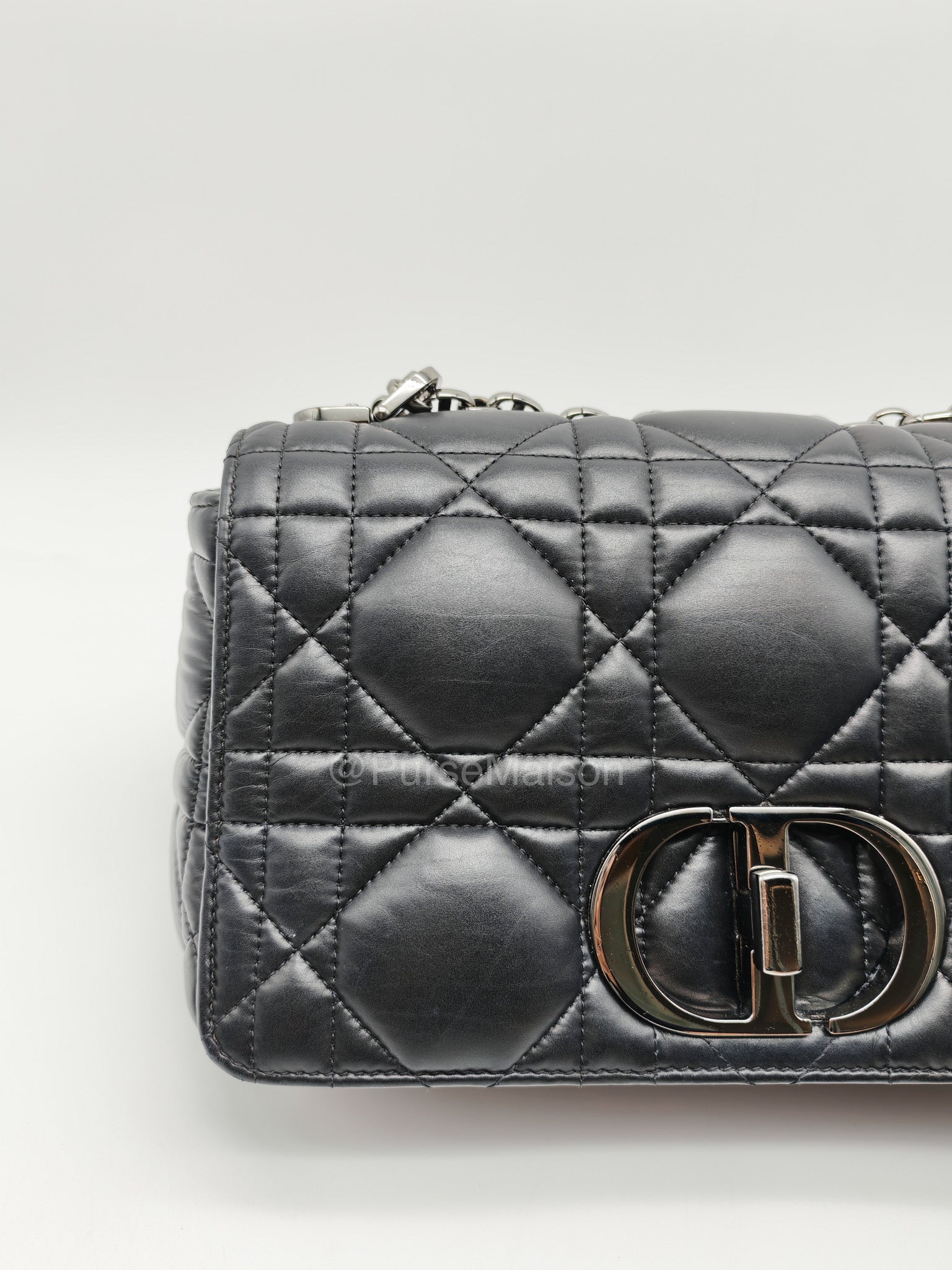 Dior Caro Medium in Black Lambskin Leather Chain Shoulder Bag