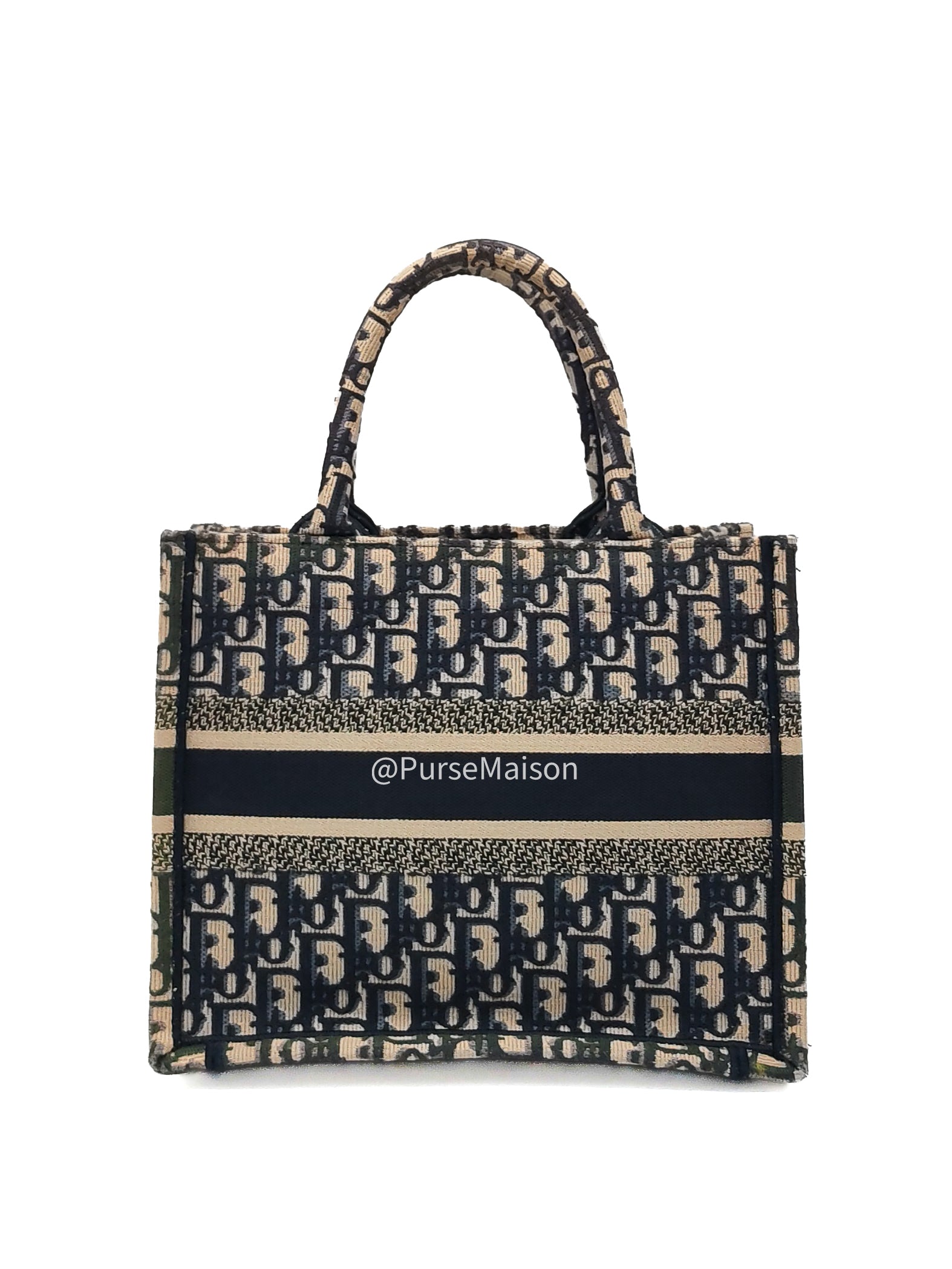 Christian Dior Book Tote Bag Small in Blue Oblique Embroidered Canvas