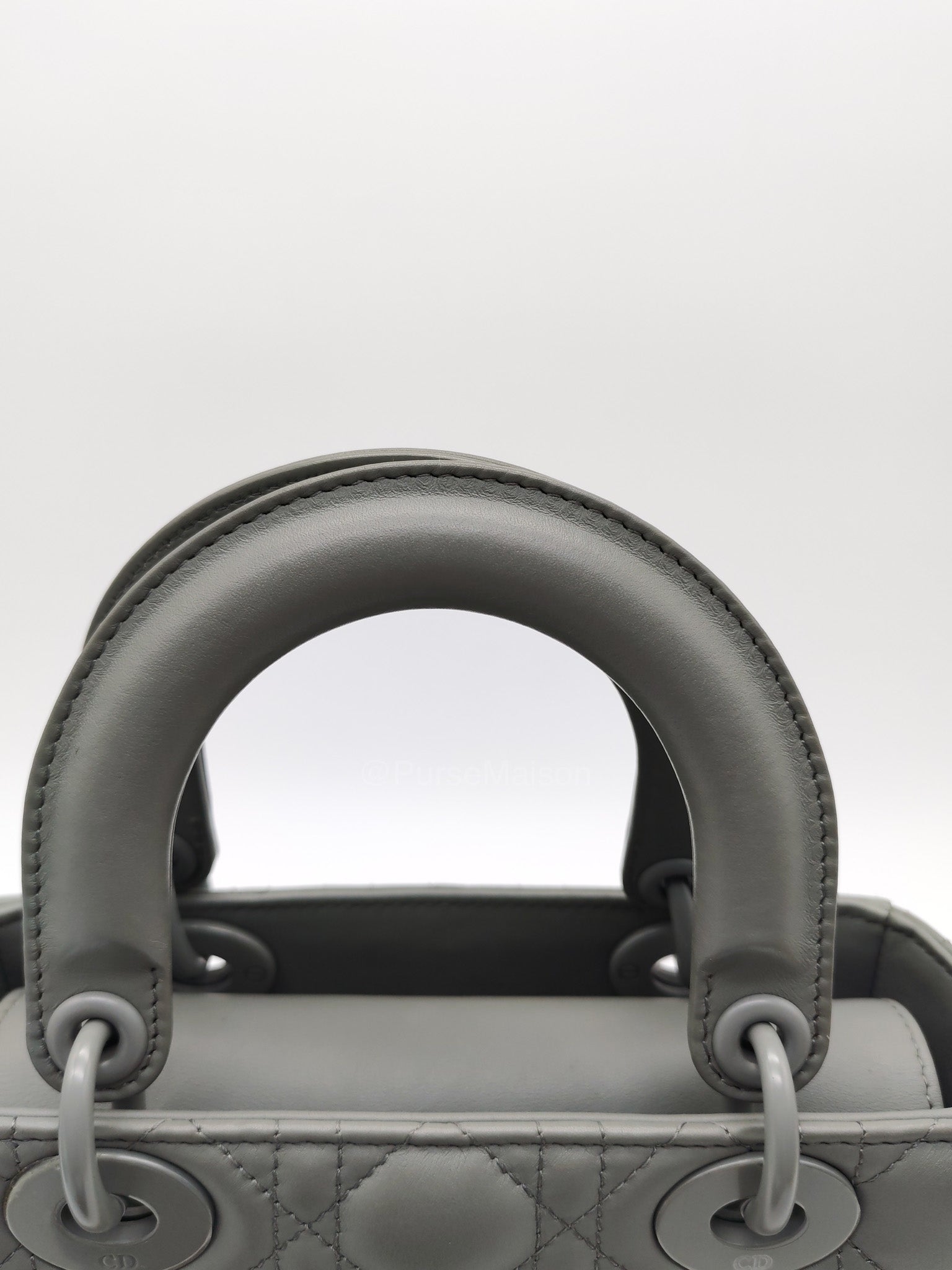Christian Dior Lady Dior My ABCDior Small in Gray Ultra Matte Cannage Lambskin Leather