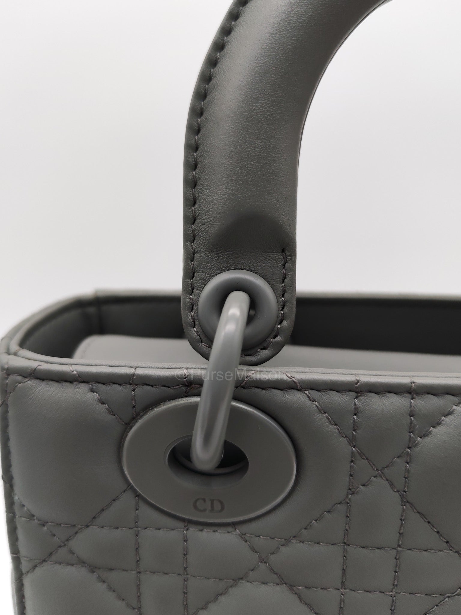 Christian Dior Lady Dior My ABCDior Small in Gray Ultra Matte Cannage Lambskin Leather