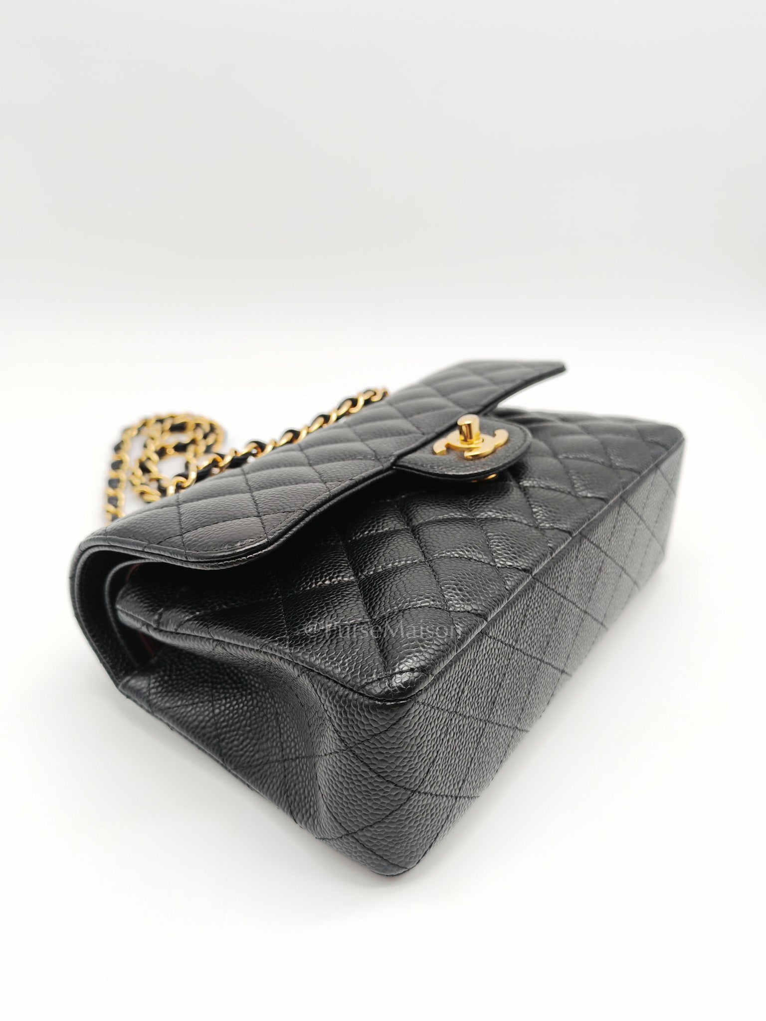 Classic Double Flap Small in Black Caviar Leather Gold Hardware (Microchip)