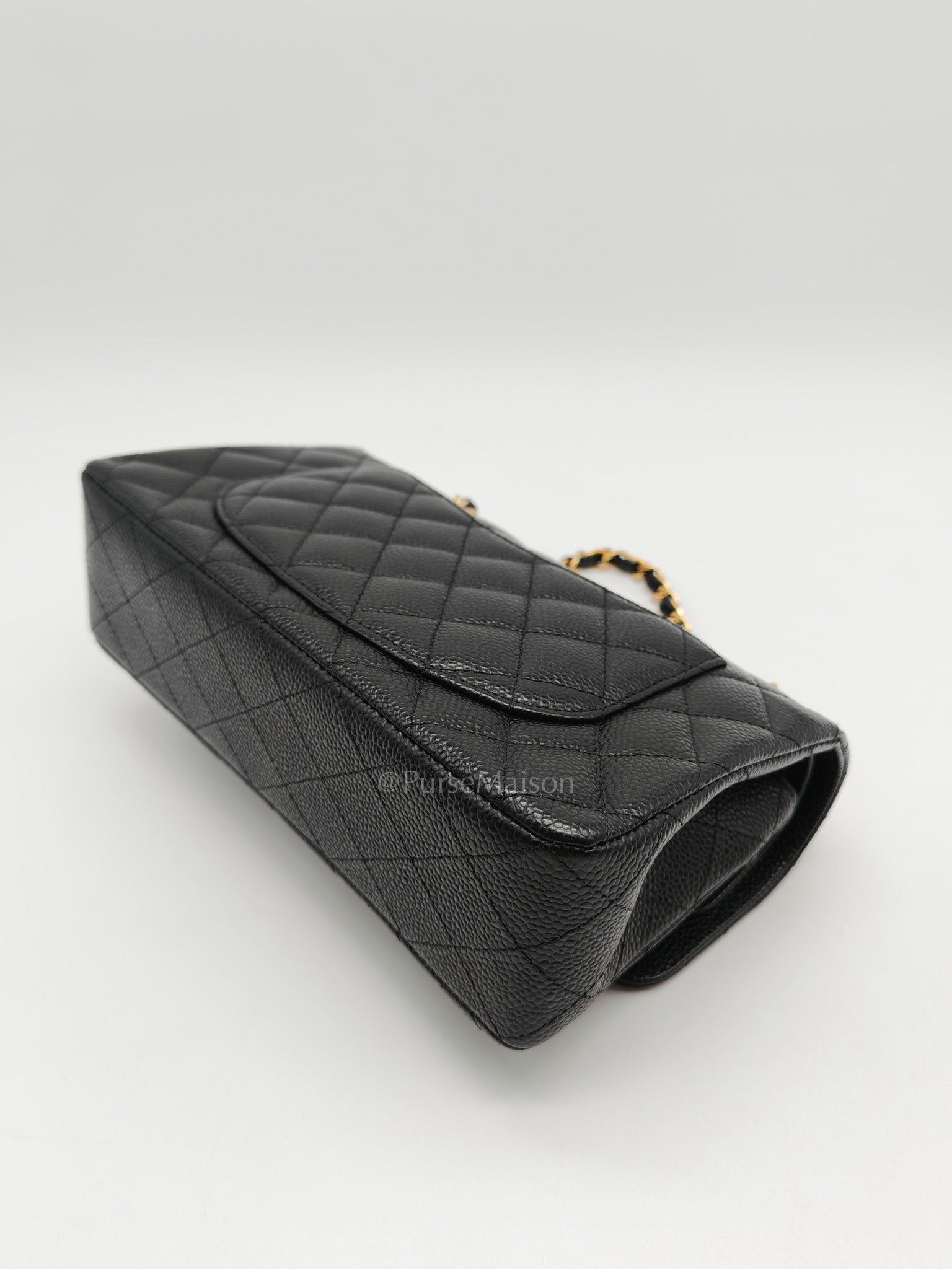 Classic Double Flap Small in Black Caviar Leather Gold Hardware (Microchip)
