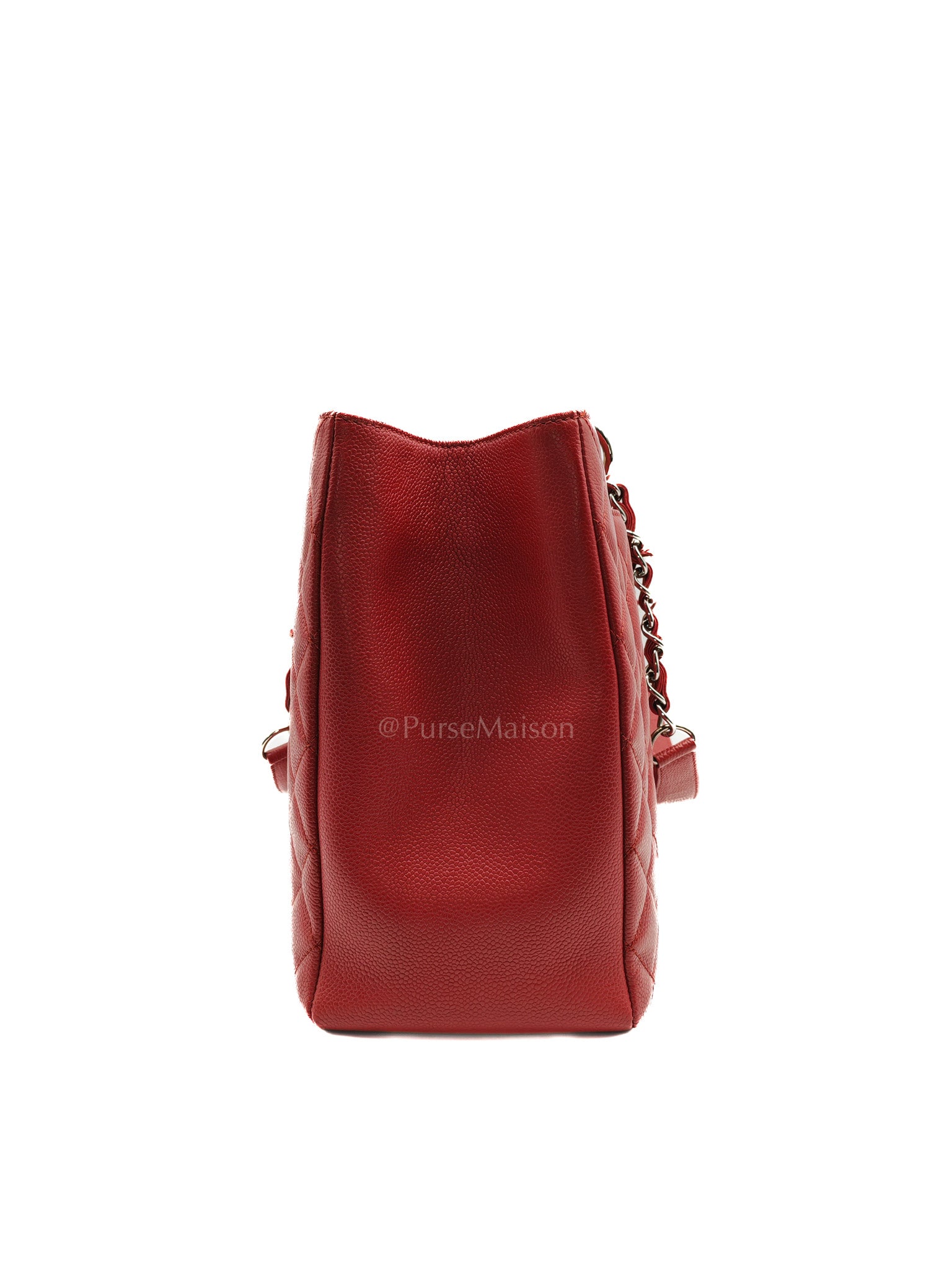 Chanel Grand Shopping Tote Bag XL in Red Caviar Leather Silver Hardware (Series 16)