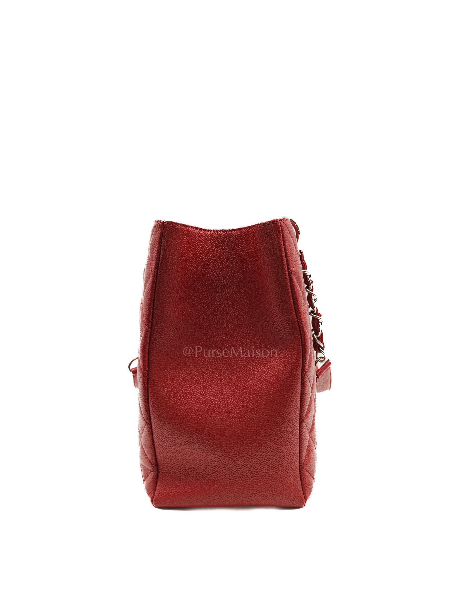 Chanel Grand Shopping Tote Bag XL in Red Caviar Leather Silver Hardware (Series 16)