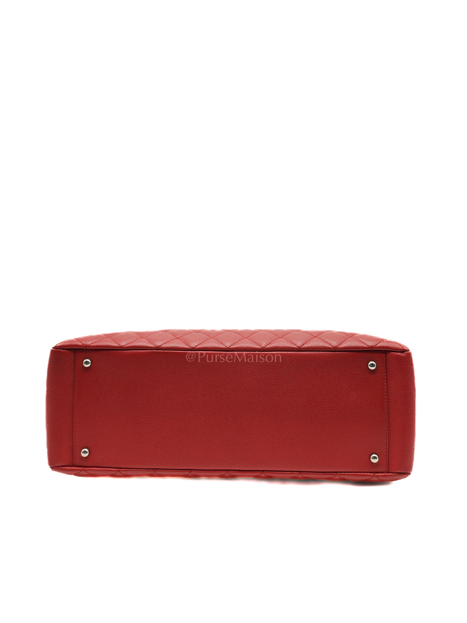 Chanel Grand Shopping Tote Bag XL in Red Caviar Leather Silver Hardware (Series 16)