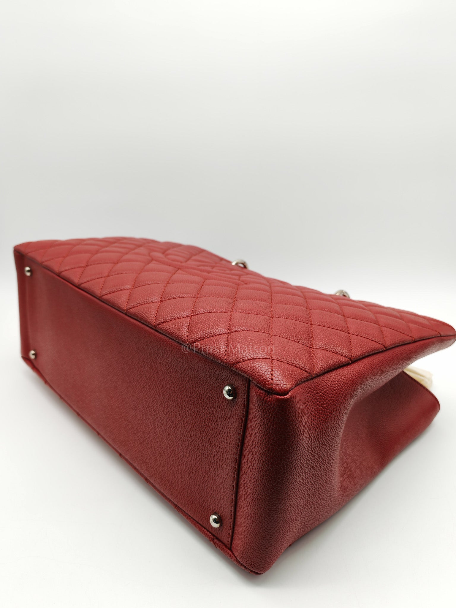 Chanel Grand Shopping Tote Bag XL in Red Caviar Leather Silver Hardware (Series 16)