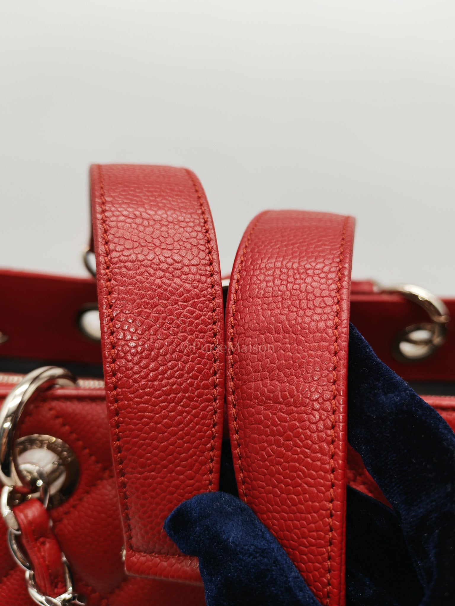 Chanel Grand Shopping Tote Bag XL in Red Caviar Leather Silver Hardware (Series 16)