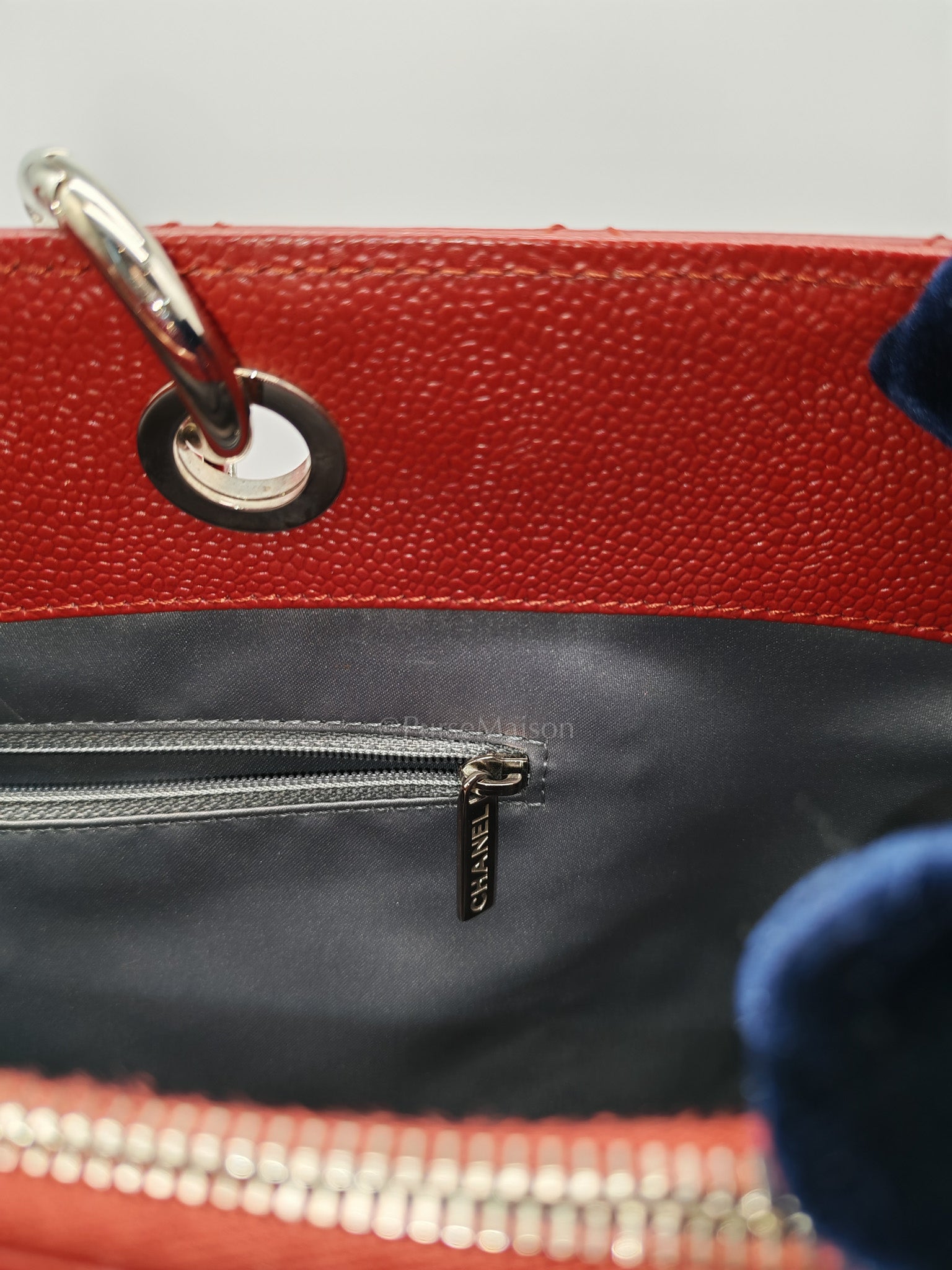Chanel Grand Shopping Tote Bag XL in Red Caviar Leather Silver Hardware (Series 16)