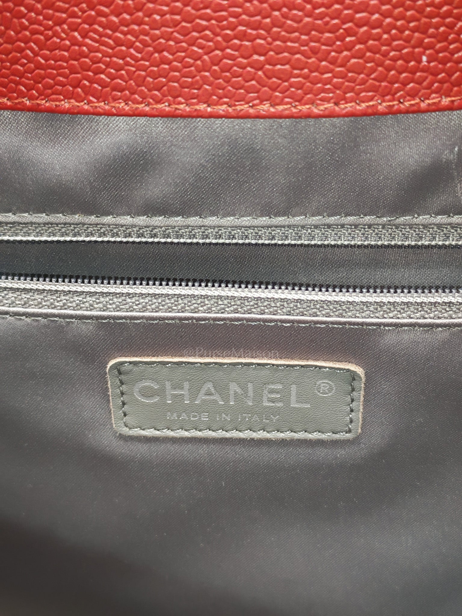 Chanel Grand Shopping Tote Bag XL in Red Caviar Leather Silver Hardware (Series 16)