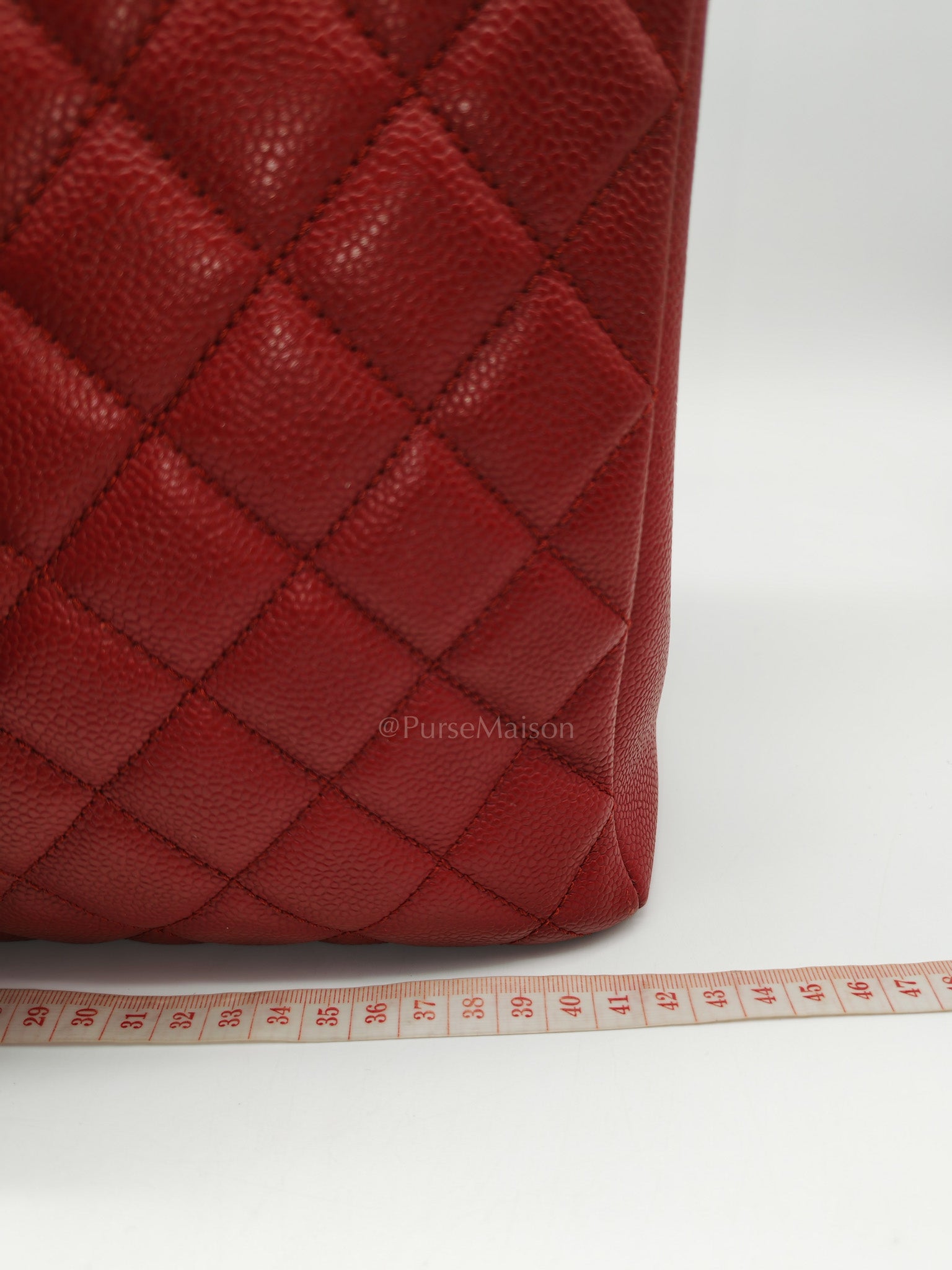 Chanel Grand Shopping Tote Bag XL in Red Caviar Leather Silver Hardware (Series 16)