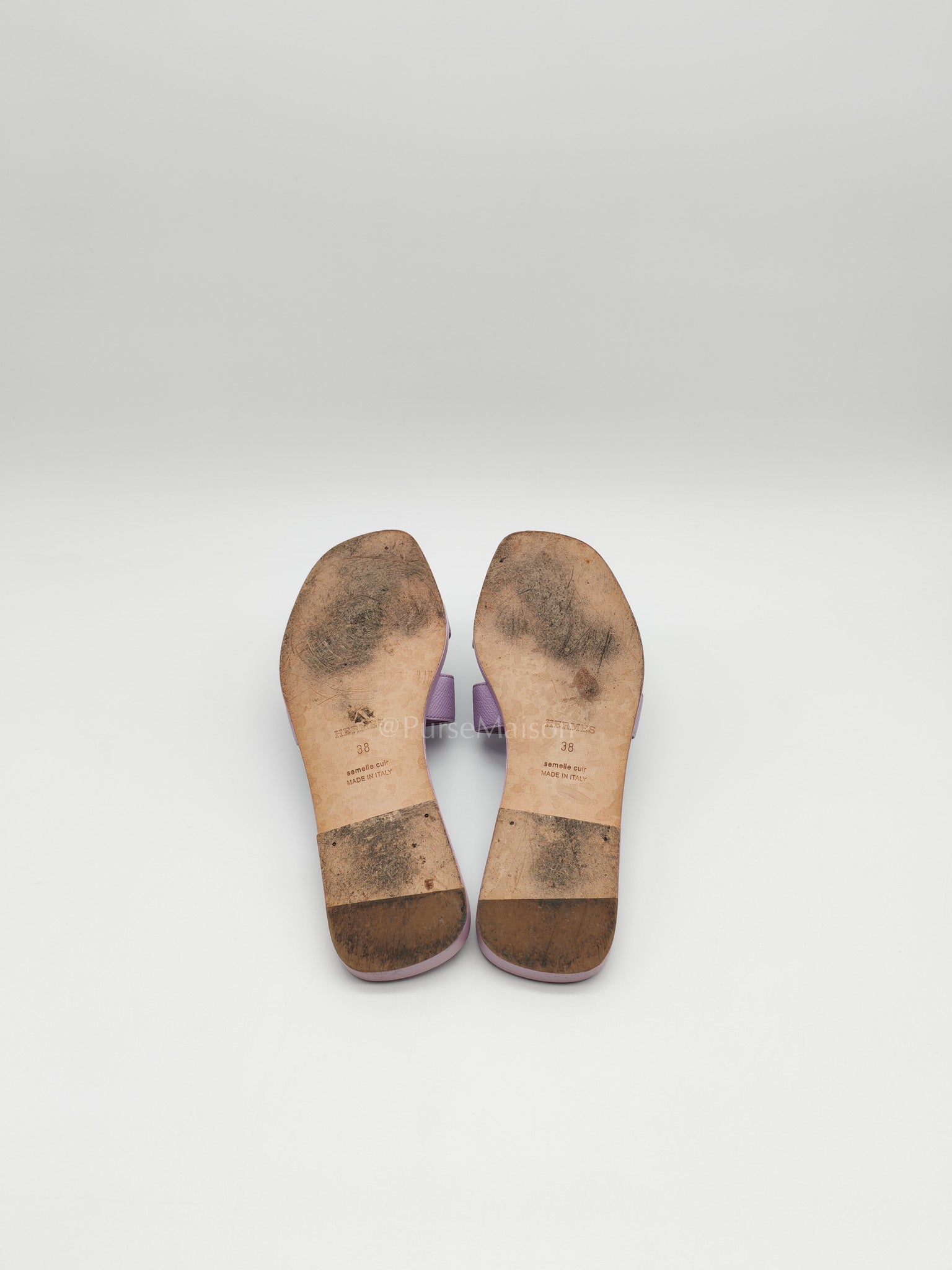 Oran Sandals in Violet Amethyste Epsom Calfskin Leather Size 38 (24cm)