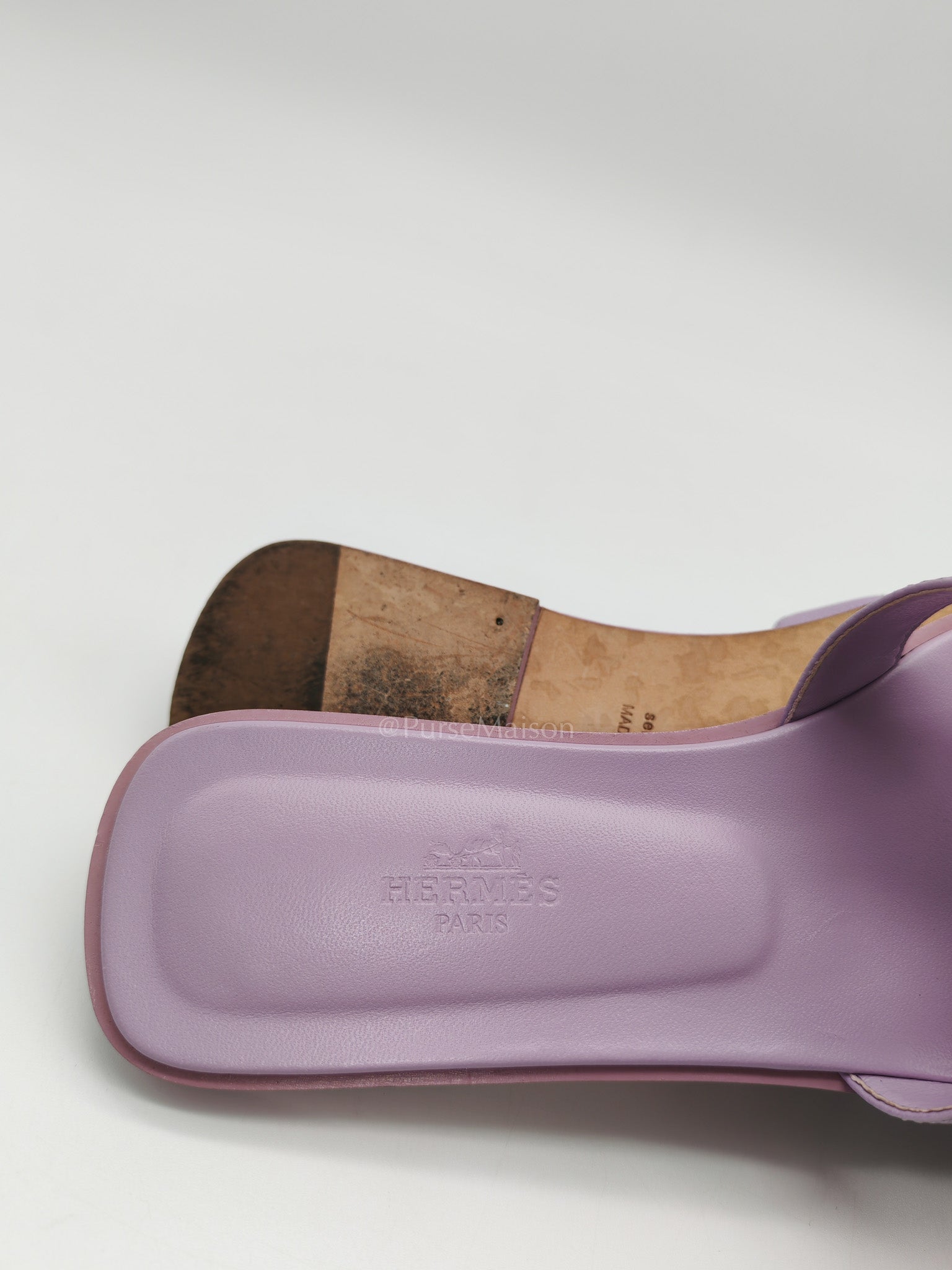 Oran Sandals in Violet Amethyste Epsom Calfskin Leather Size 38 (24cm)