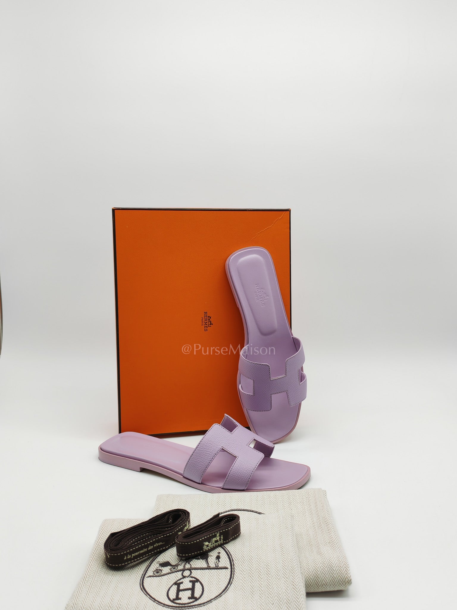 Oran Sandals in Violet Amethyste Epsom Calfskin Leather Size 38 (24cm)
