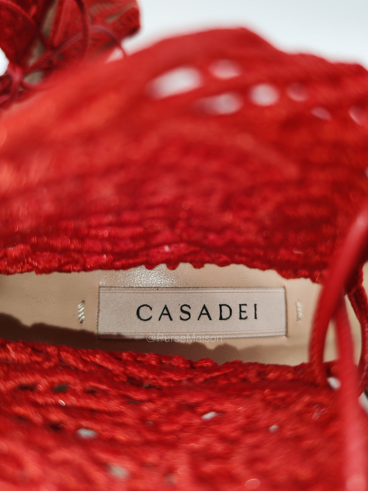 Casadei Stiletto Sandals in Red Mesh Ankle Wrap Size 5 Eu (18 cm)